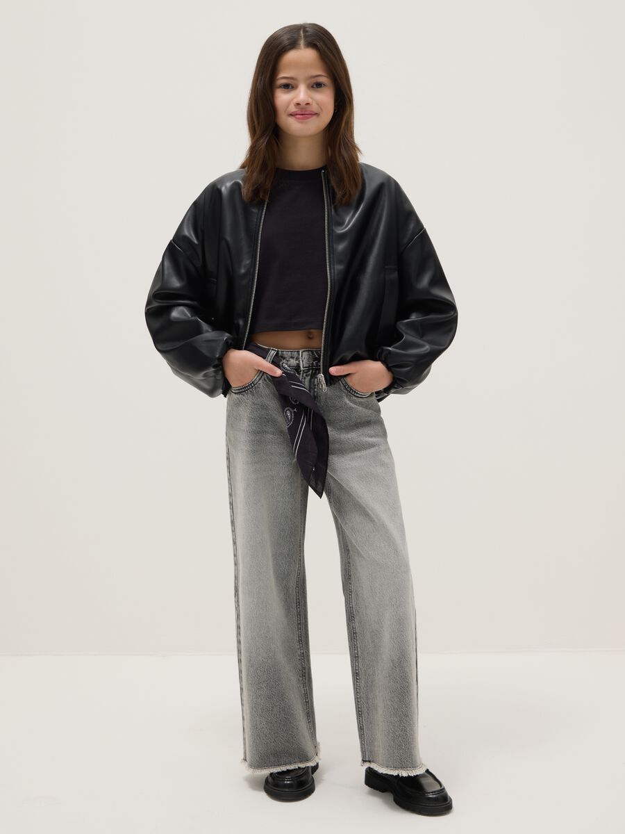 Grey pure cotton culotte jeans for girls with comfortable fit_0