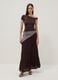 Brown stretch viscose T-shirt with Bardot neckline_1