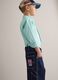 Children's blue pure cotton trousers regular fit with exposed stitching_2