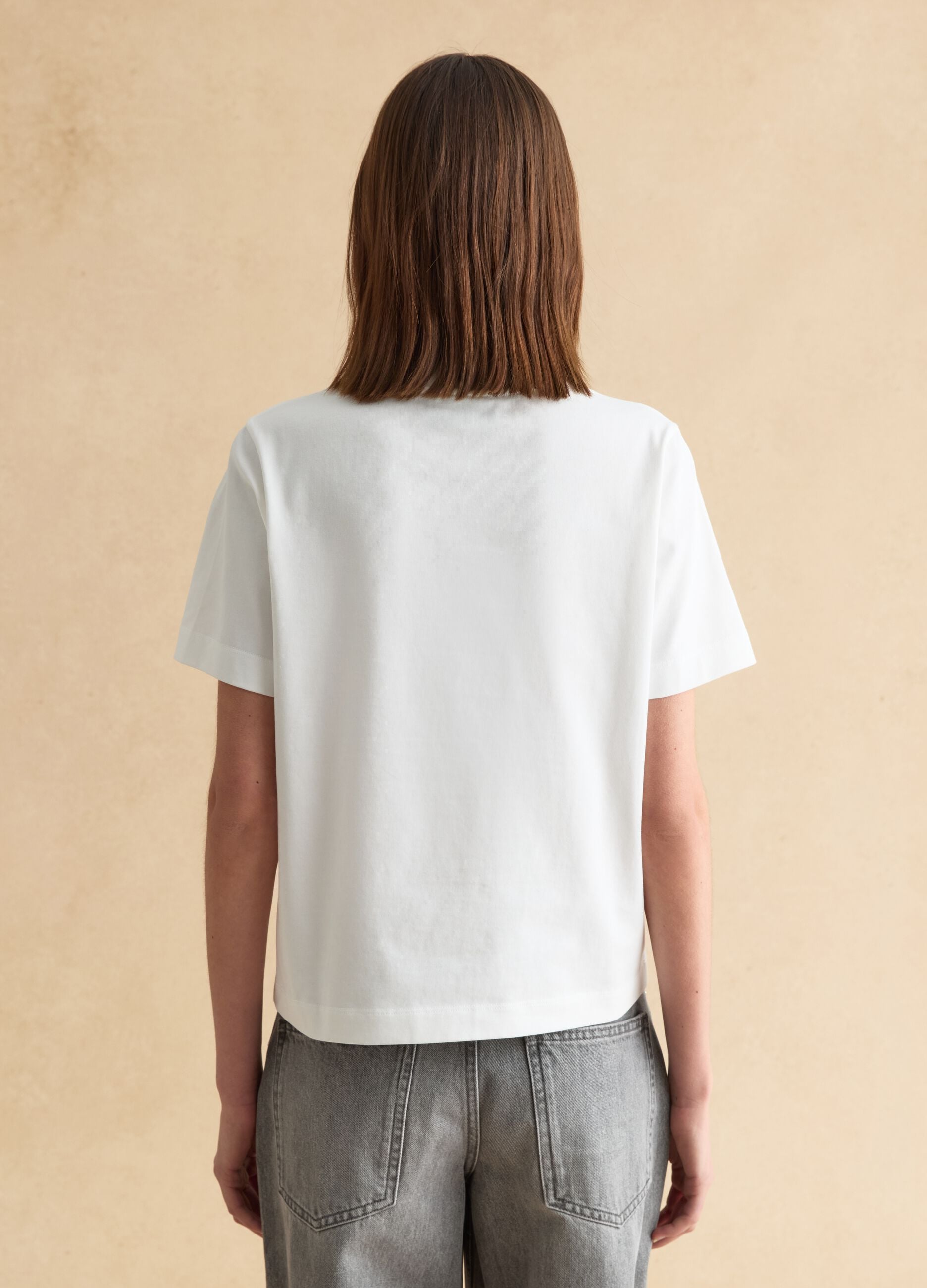 T-shirt in puro cotone bianca regular fit con fiori