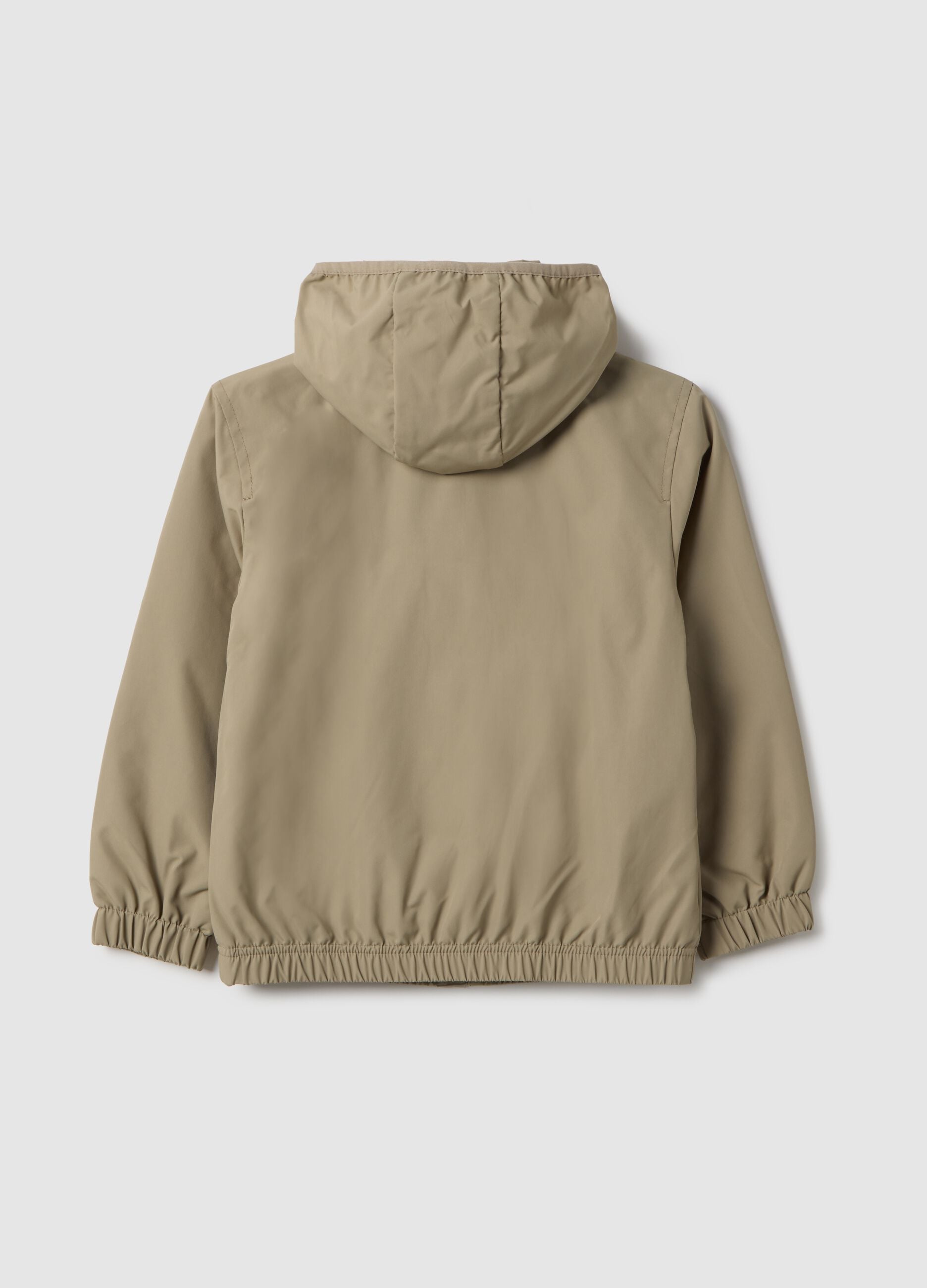 Boys' beige regular fit jacket with full zip and hood