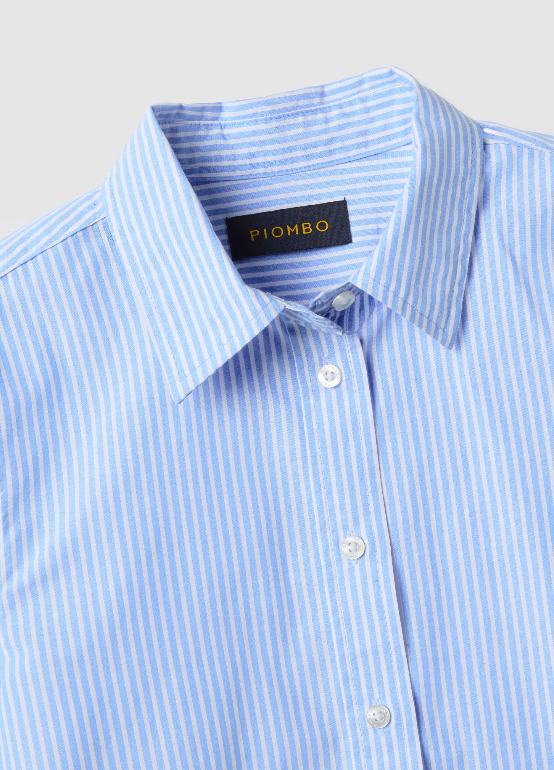 Light blue striped cotton shirt with regular fit