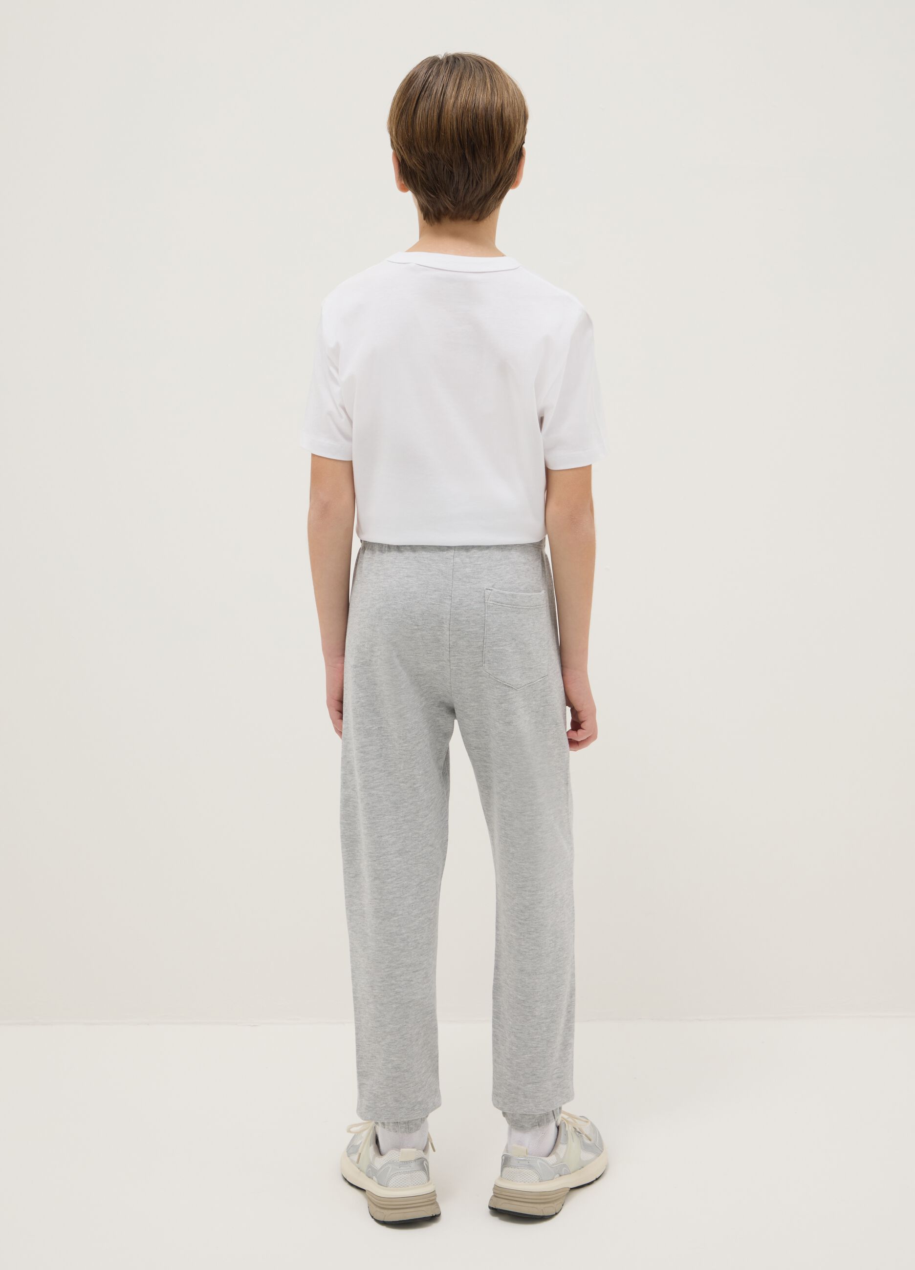 Boys' Grey Jogger Trousers in Pure Cotton Regular Fit