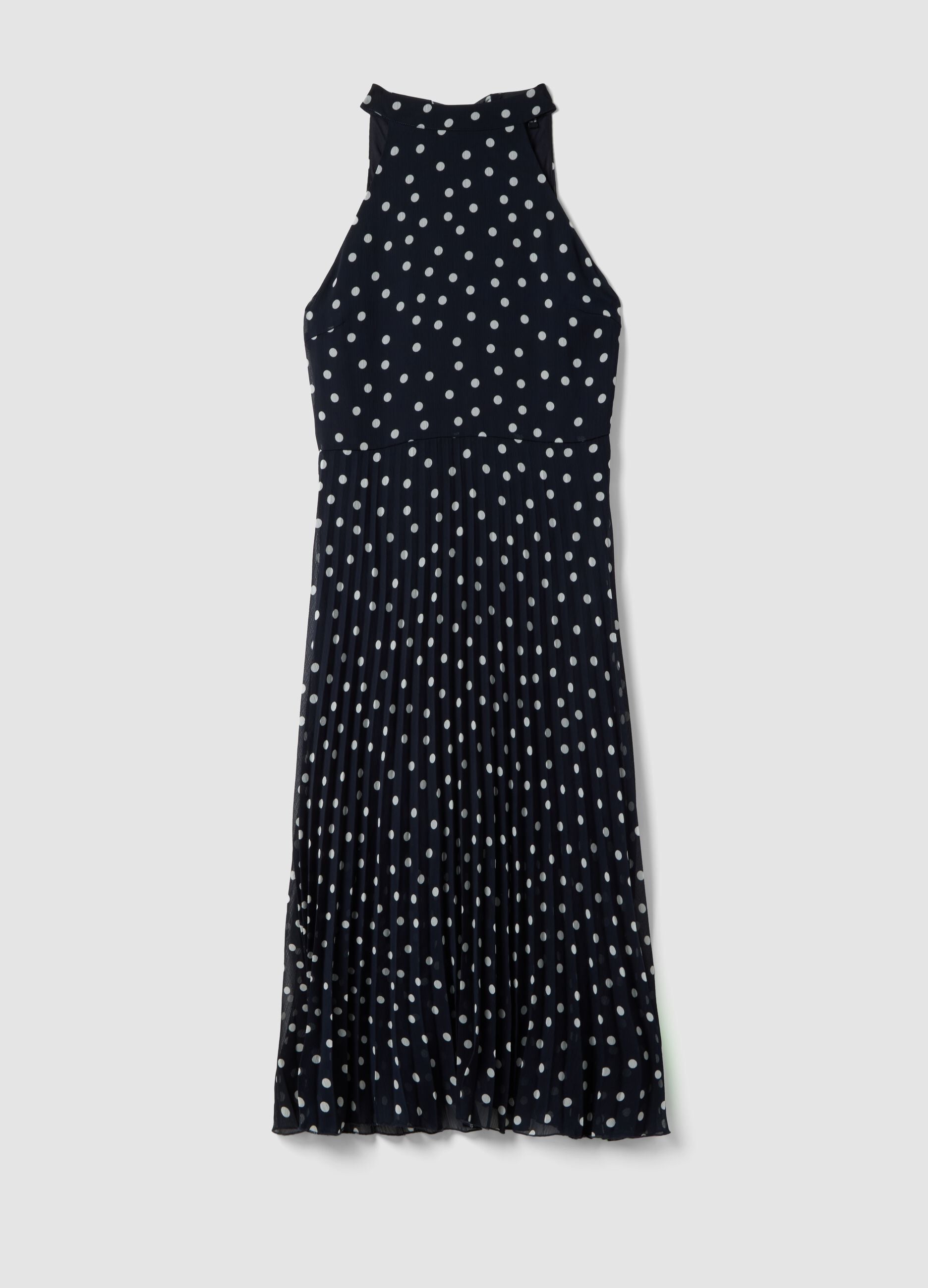 Sleeveless Multicolour Polka Dot Regular Fit Dress