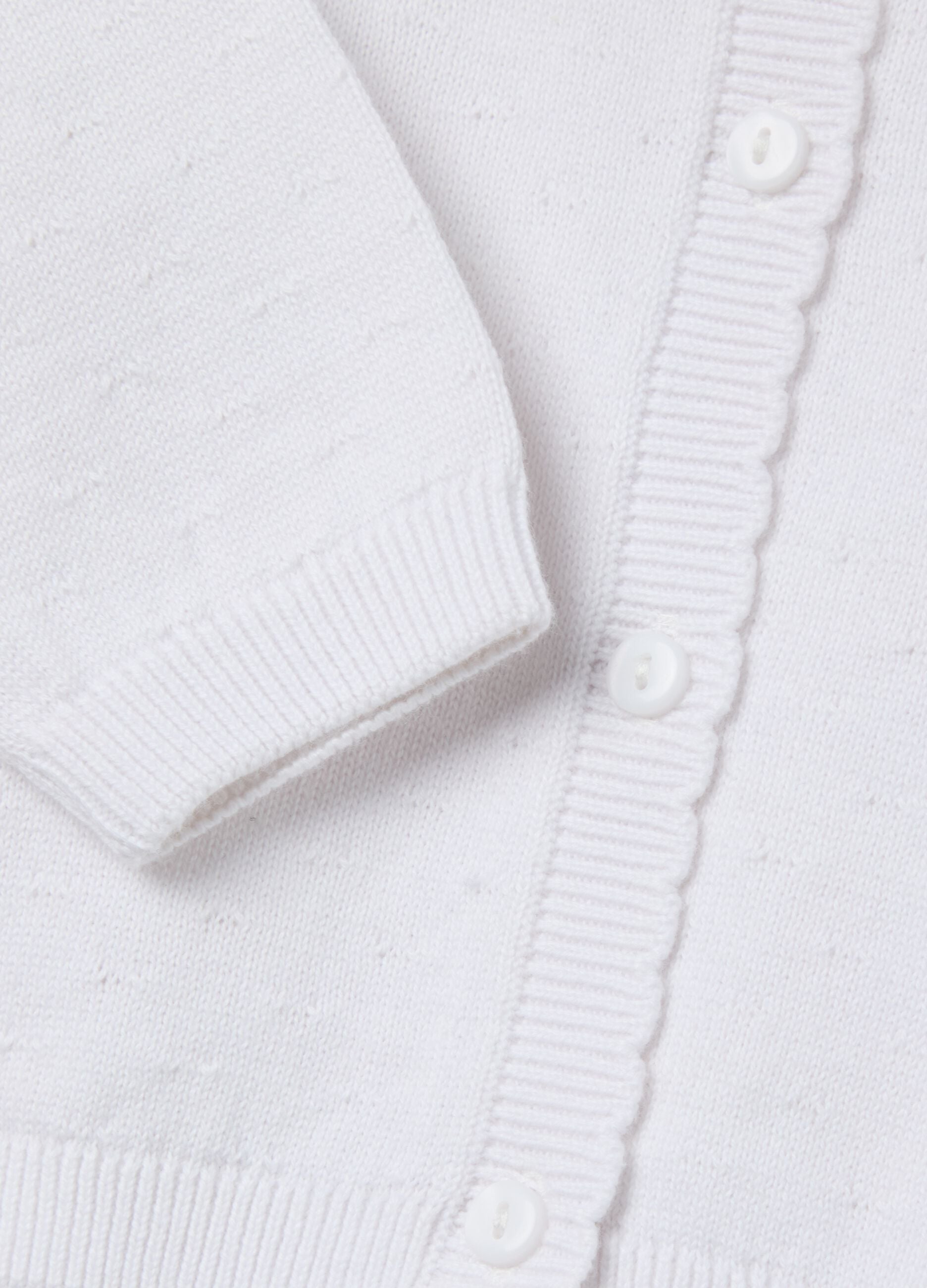 Cotton cardigan with scalloped neck