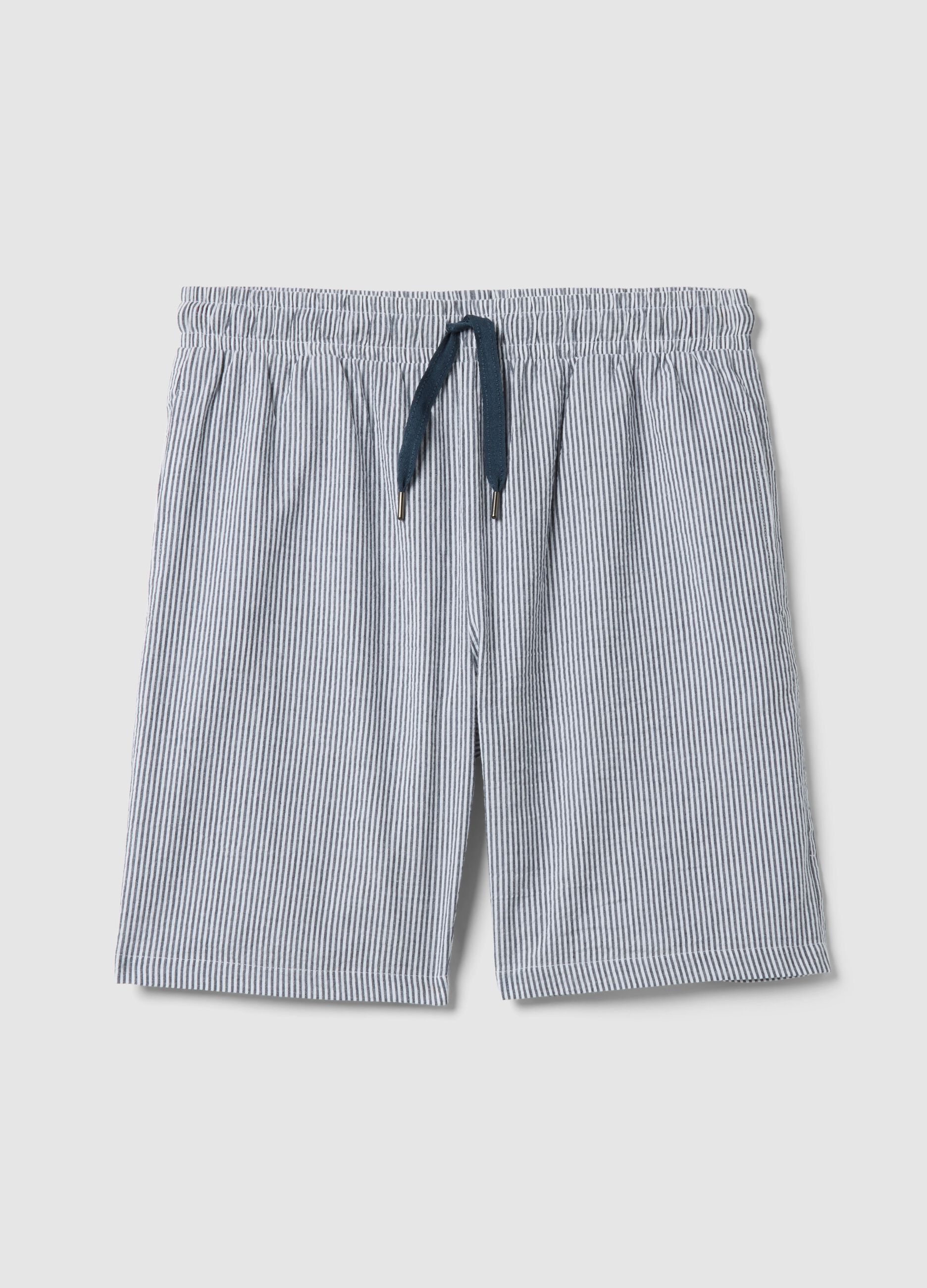 Pure cotton multicoloured striped pyjama shorts, regular fit