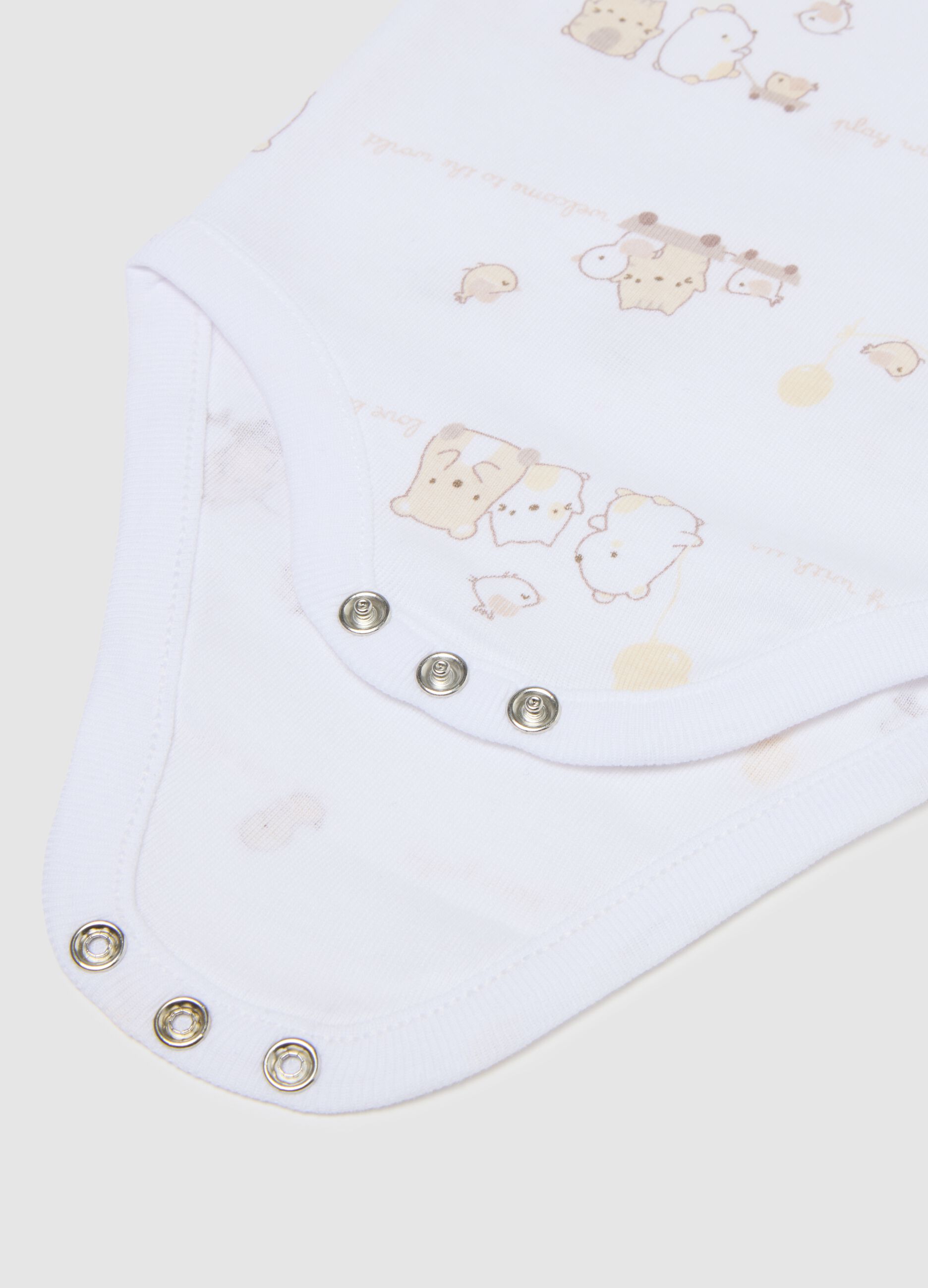 Multicolour short-sleeved bodysuit trip pack in pure cotton for newborns