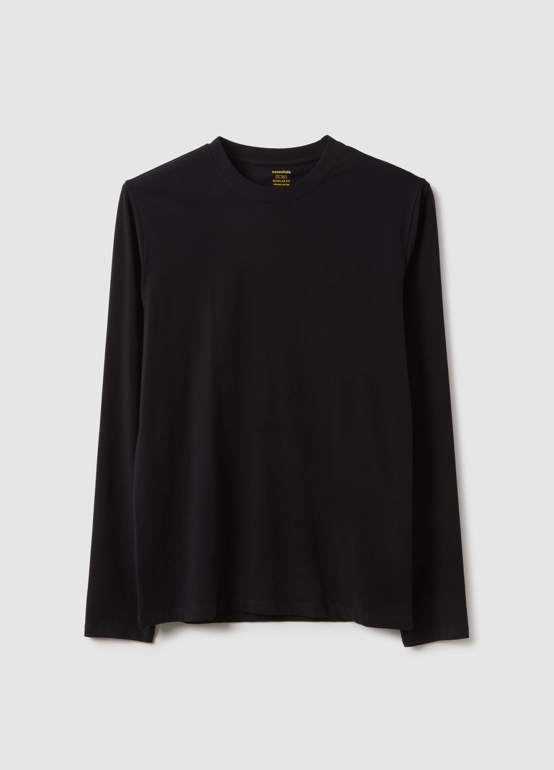 Black long sleeve cotton stretch regular fit t-shirt