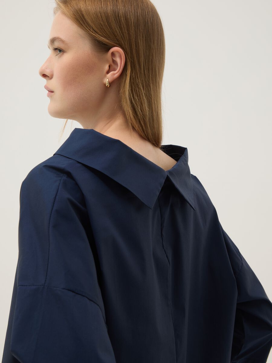 Maglia blu in cotone elasticizzato_0