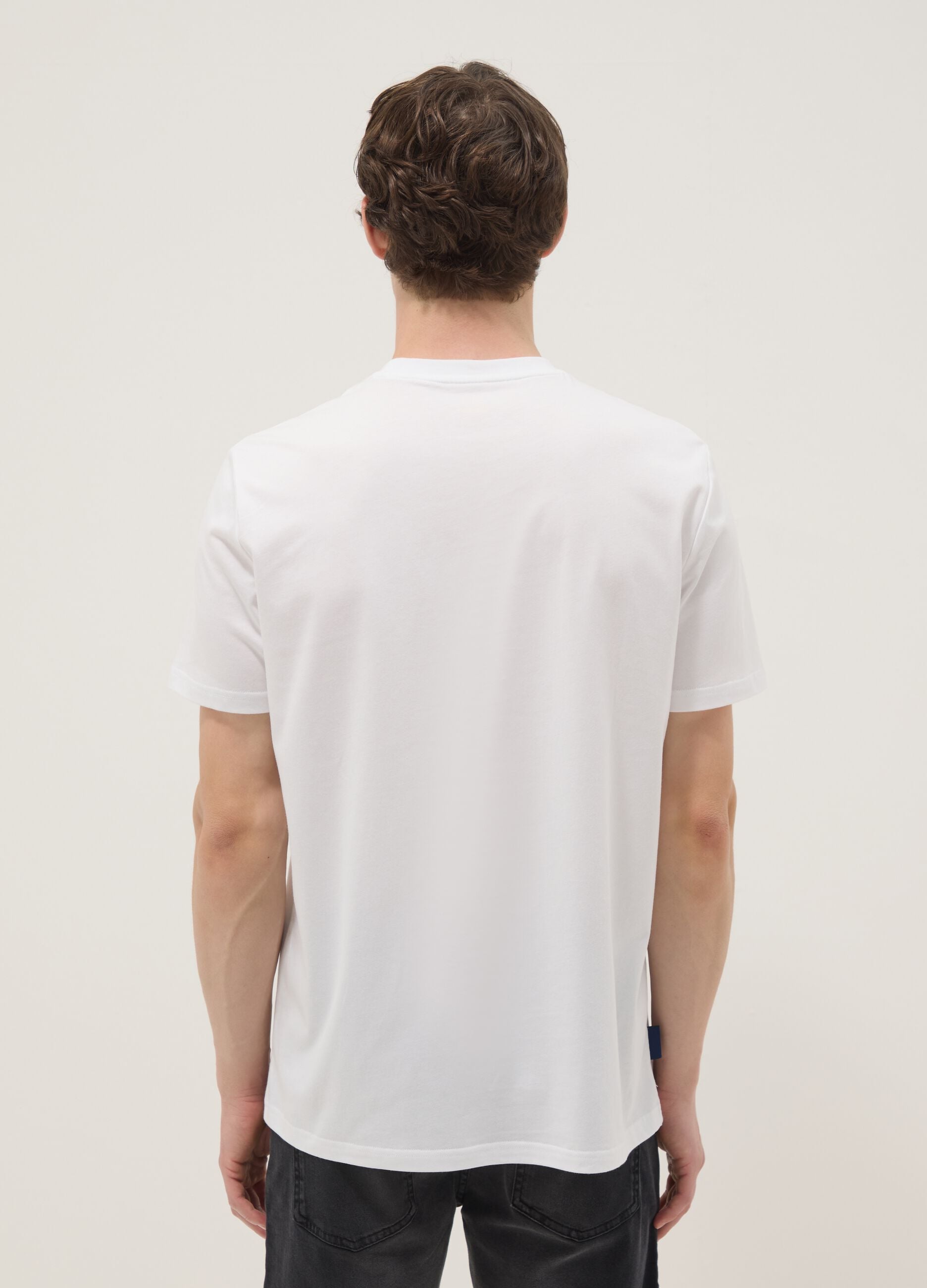 White pure cotton short-sleeve T-shirt, regular fit