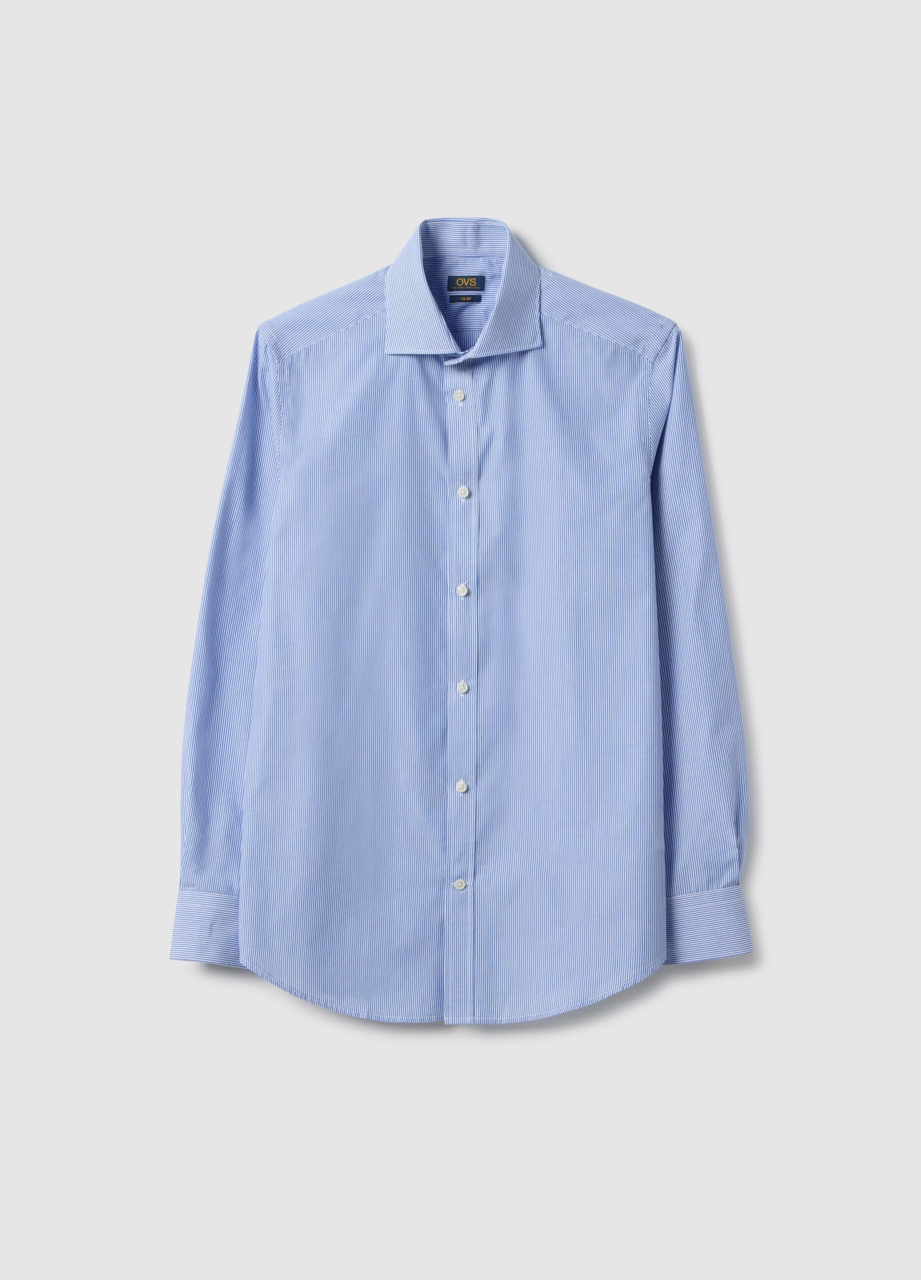 Multicolour striped slim fit cotton blend easy iron shirt