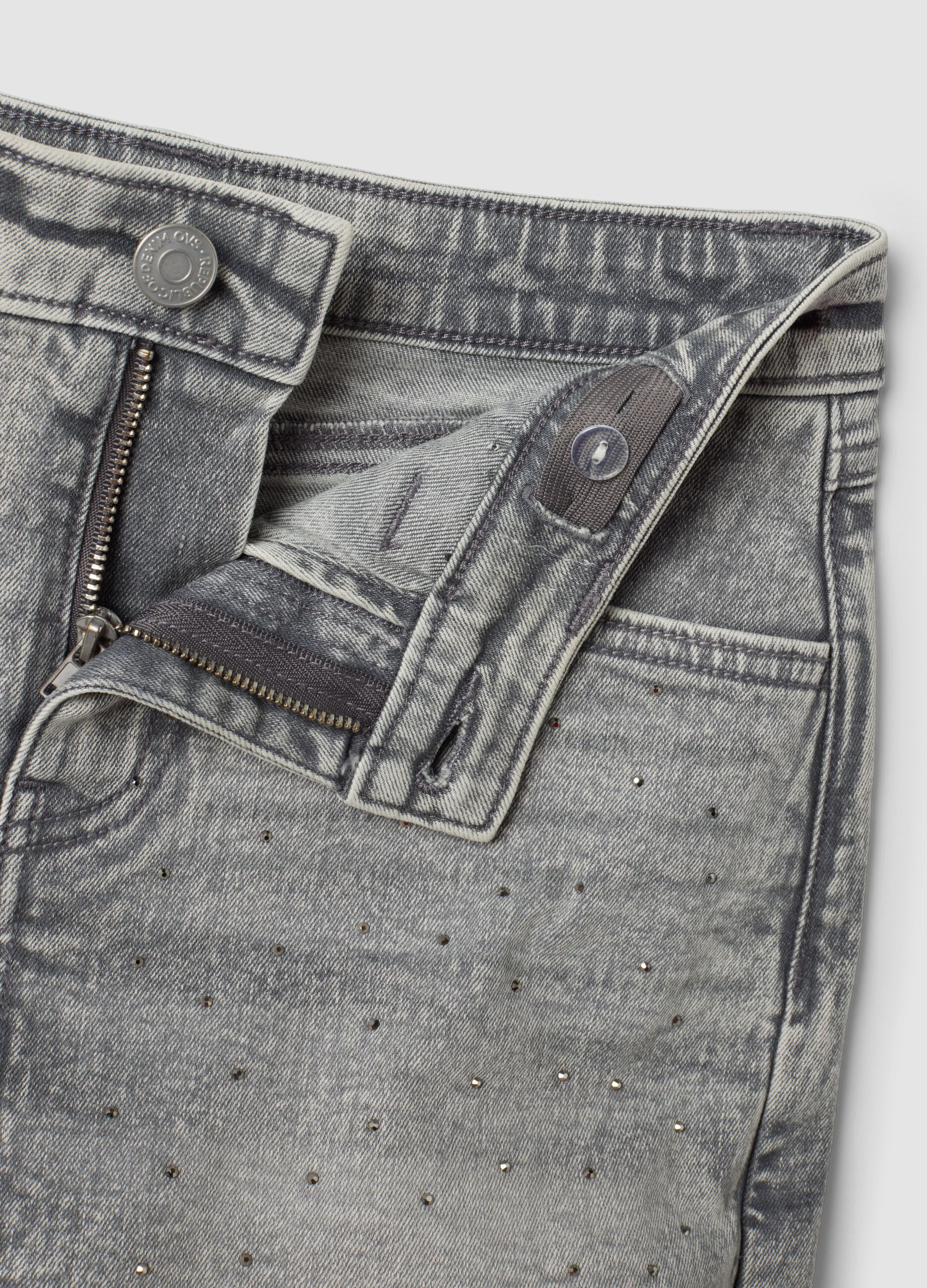 Girls&rsquo; grey stretch-cotton skort, regular fit