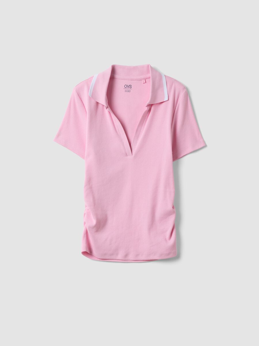 Pink stretch cotton short-sleeve polo shirt, regular fit_4