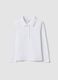 White pure organic cotton piqu&eacute; polo shirt, regular fit, for girls_0