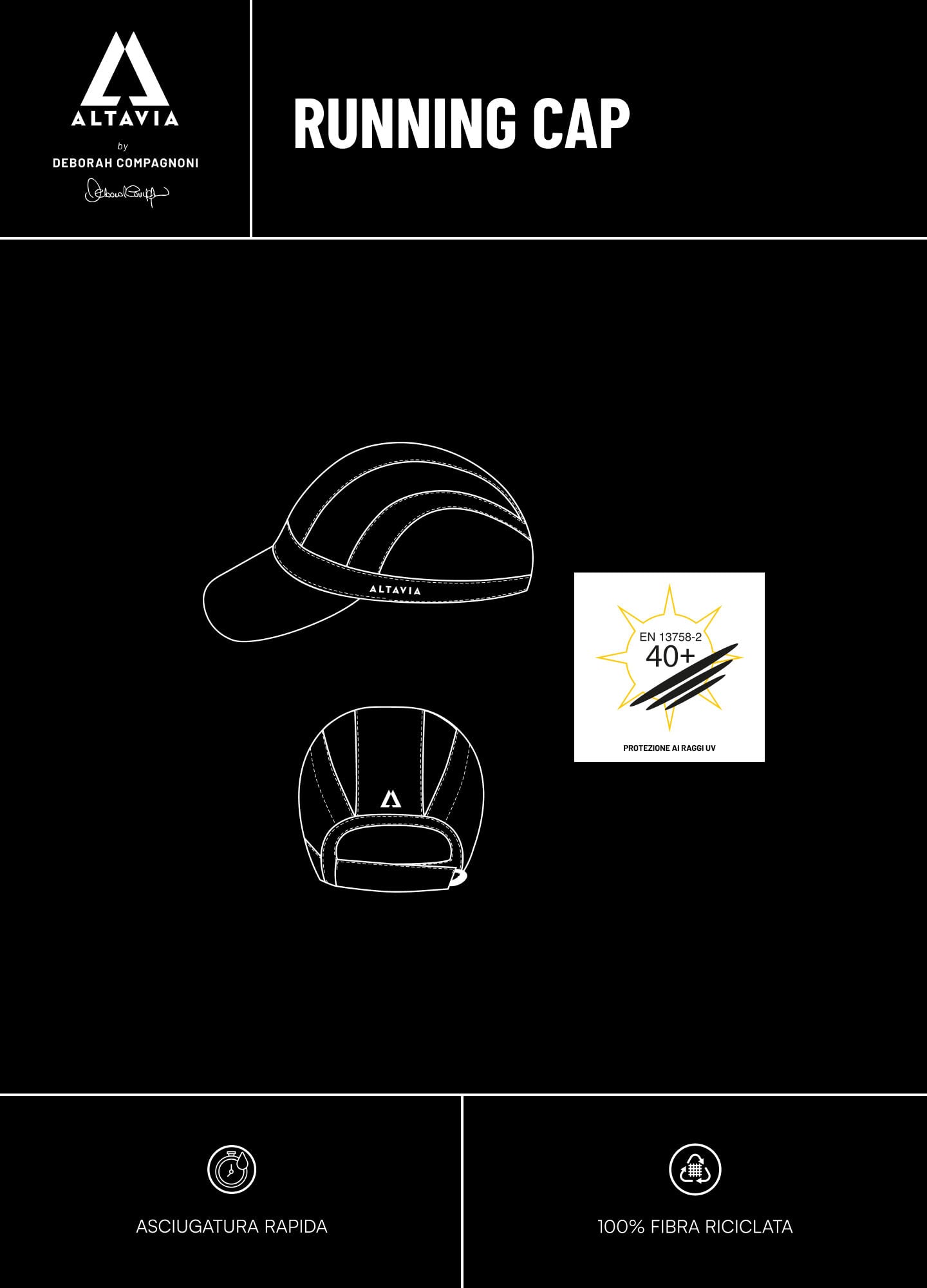 Running cap with breathable inserts ALTAVIA WITH DEBORAH COMPAGNONI