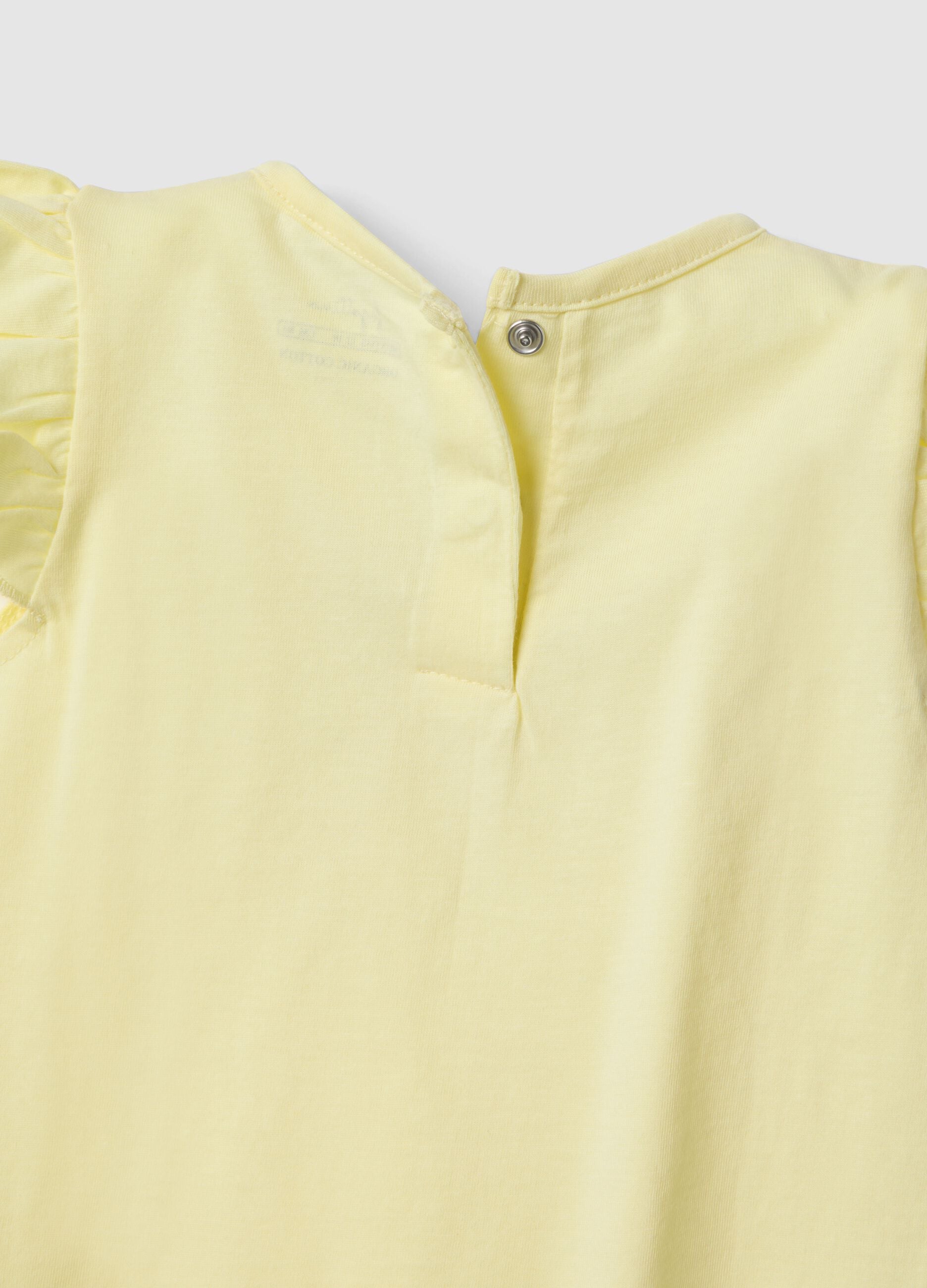 Multicoloured pure cotton baby pyjamas with ruffled sleeves