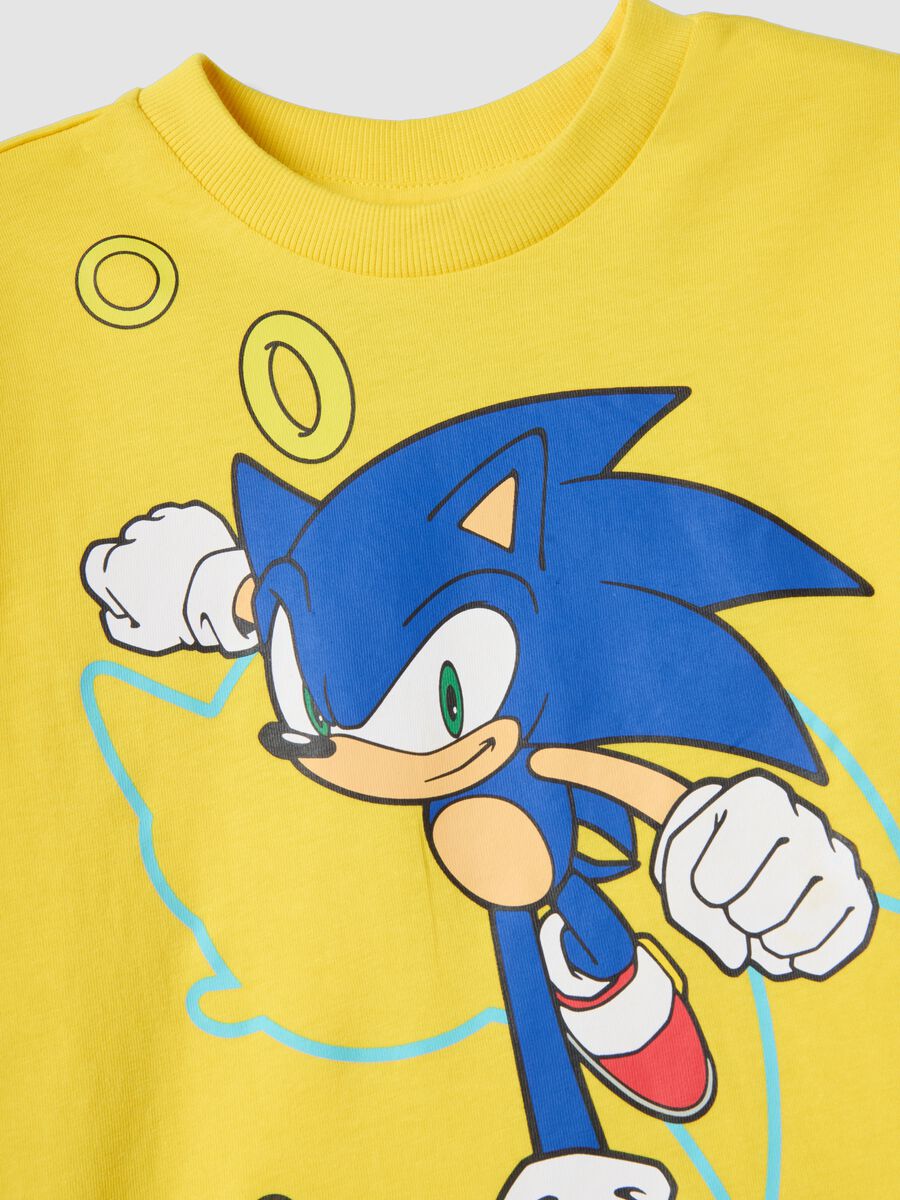 T-shirt in puro cotone gialla da bambino regular fit con Sonic_2