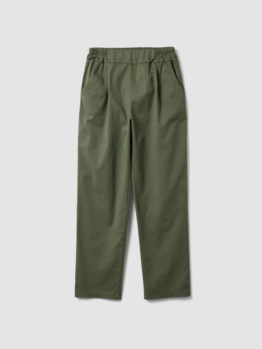Green stretch cotton trousers_4