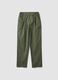 Green stretch cotton trousers_4