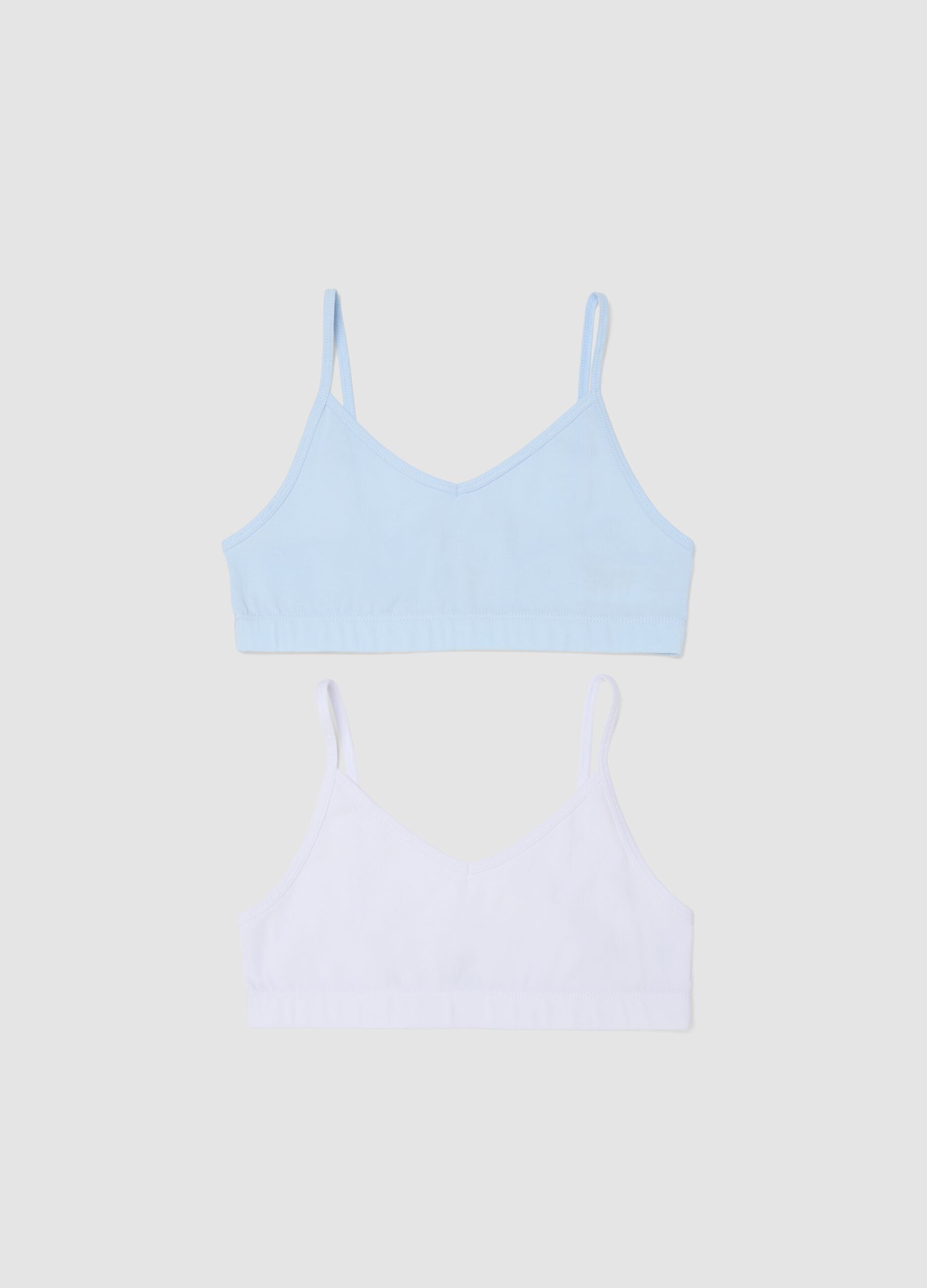 Multicoloured Stretch Cotton Girl's Bra Twinpack