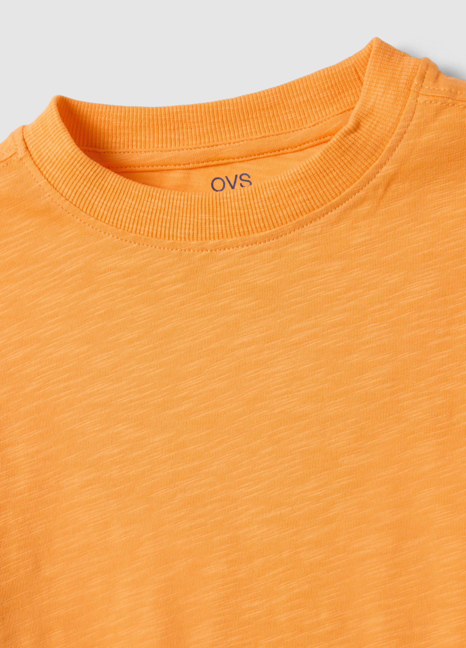 Orange crew neck pure cotton oversized fit kids t-shirt