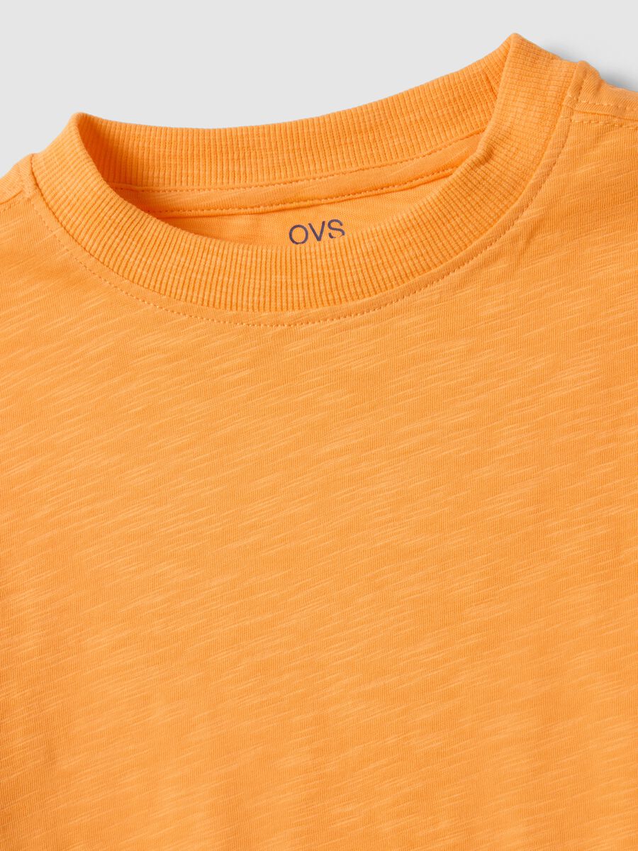 Orange crew neck pure cotton oversized fit kids t-shirt_3