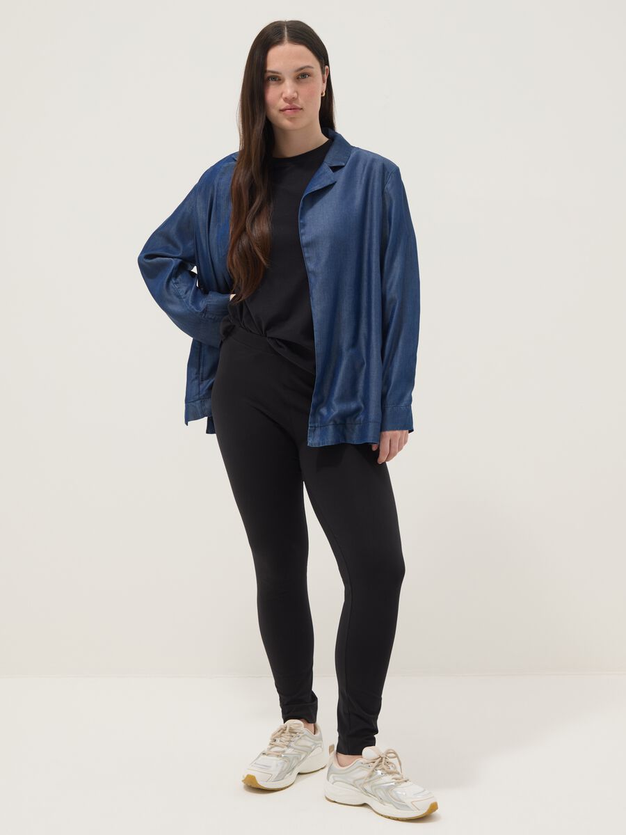Black skinny fit leggings in stretch cotton_0