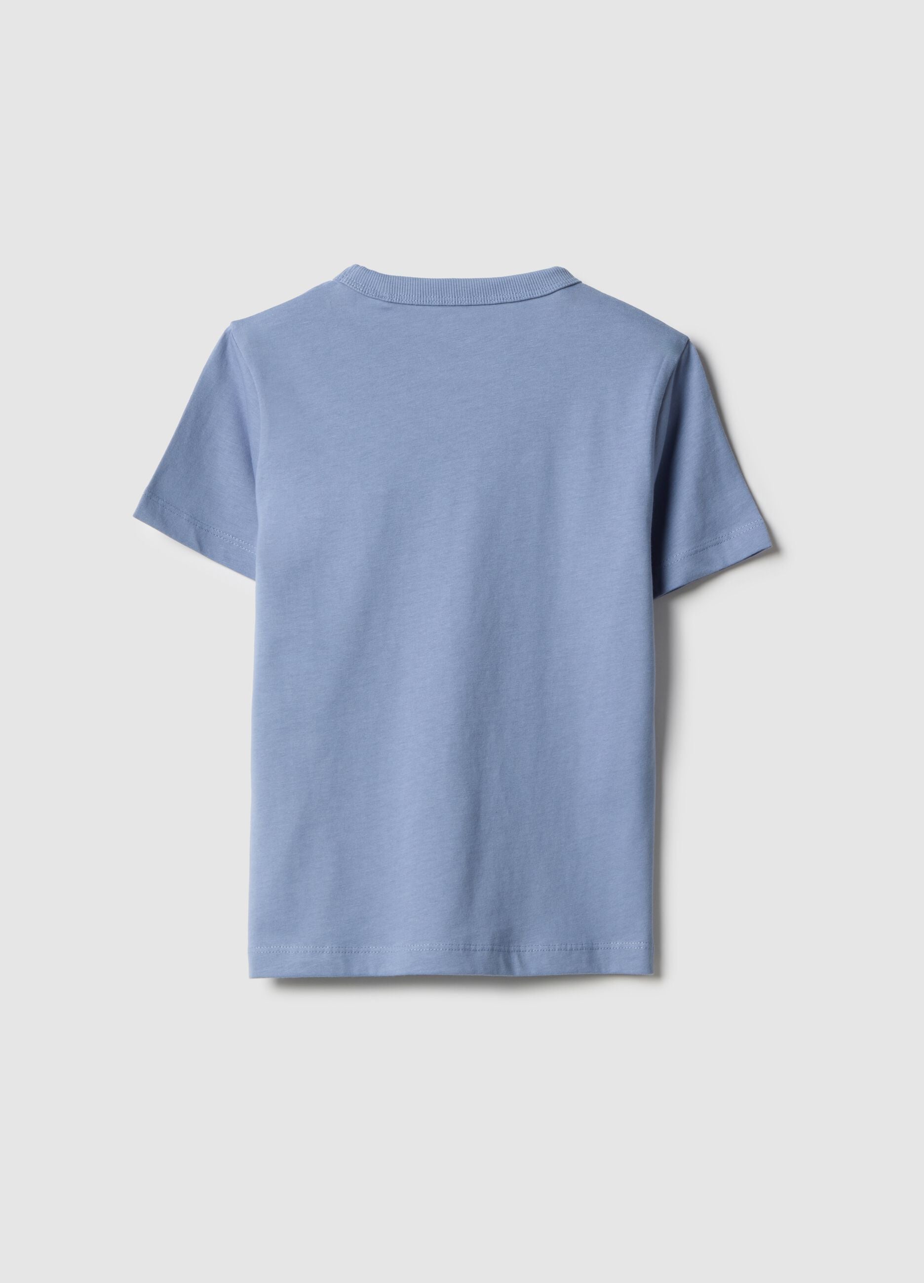Kids' blue crew neck t-shirt in pure cotton regular fit