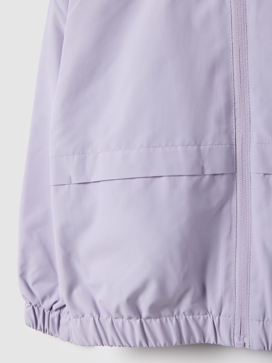 Purple waterproof regular fit jacket with hood for girls_2
