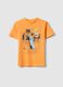 T-shirt in puro cotone arancione da bambino oversize fit con stampa_0