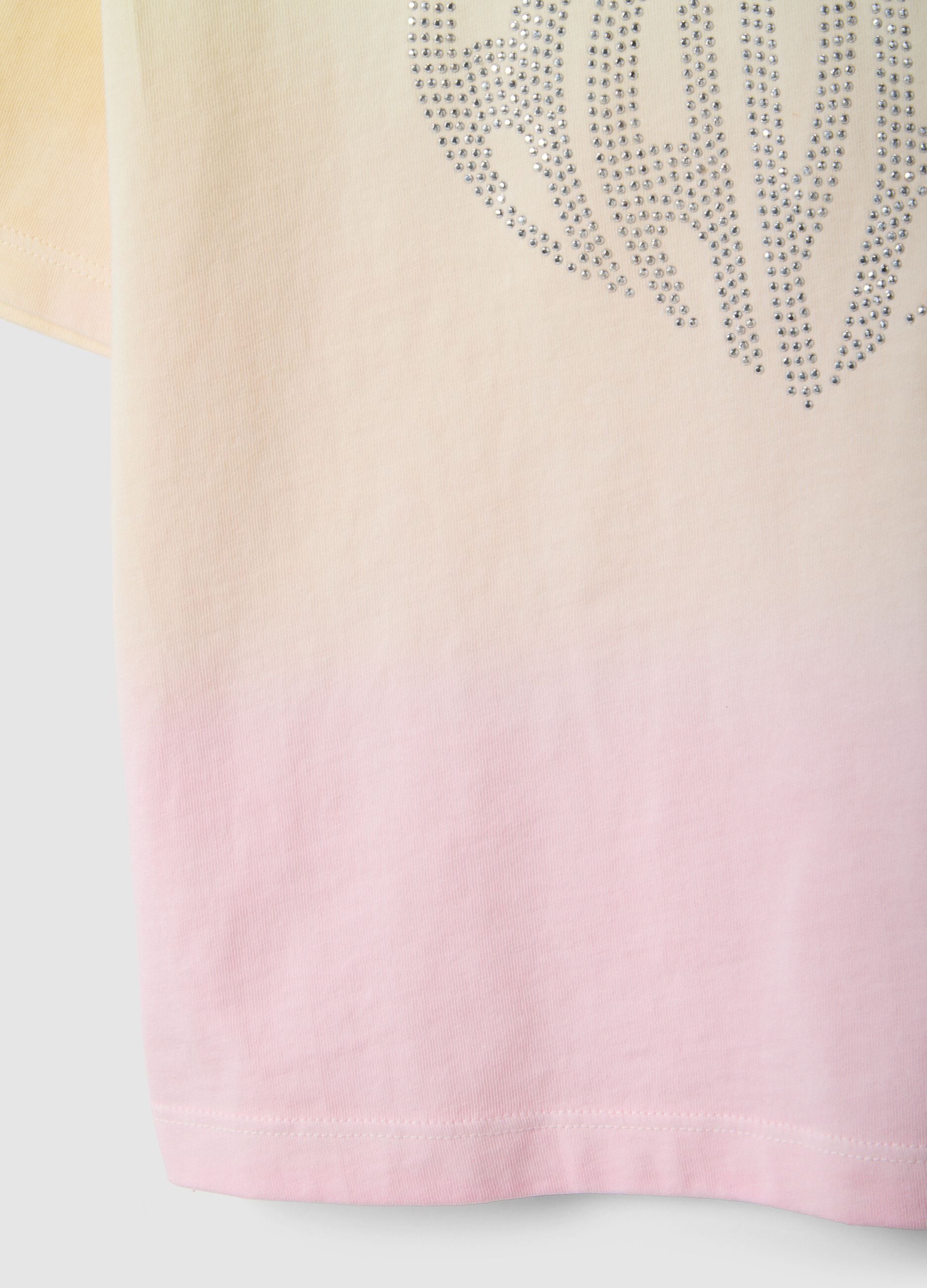 Multicolour pure cotton t-shirt with lettering for girls
