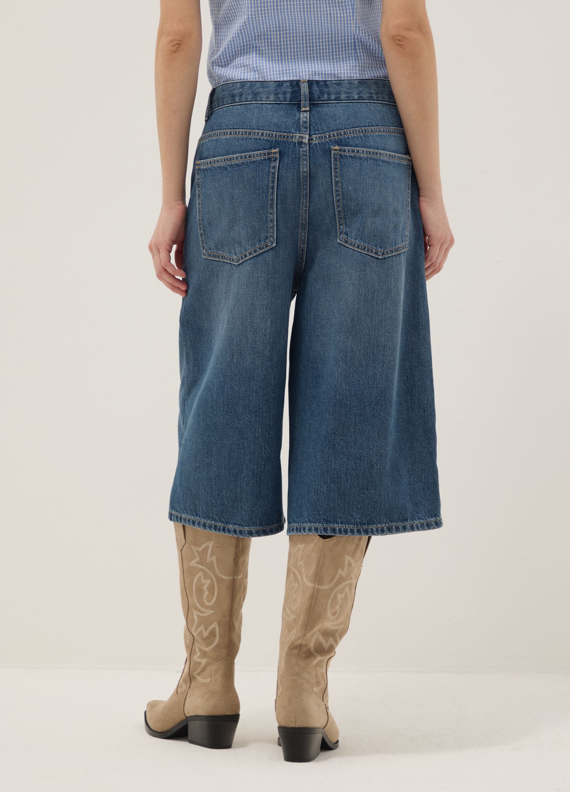 Baggy shorts in pure blue denim cotton
