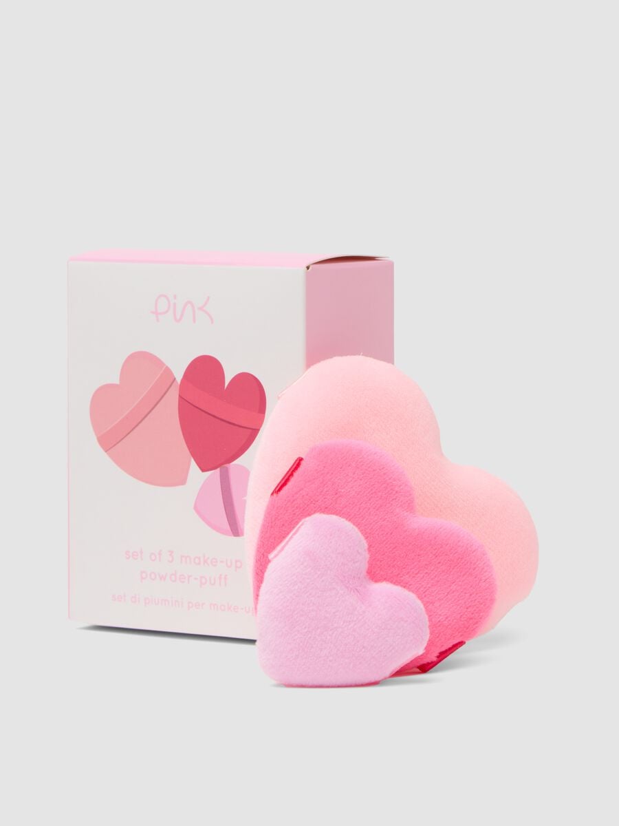 Pink set of 3 heart-shaped powder puffs_0