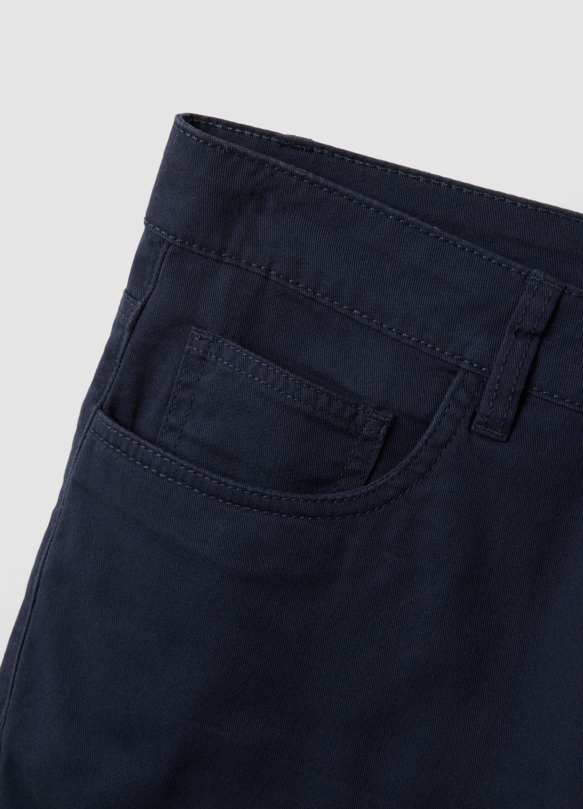 Blue pure cotton regular-fit shorts