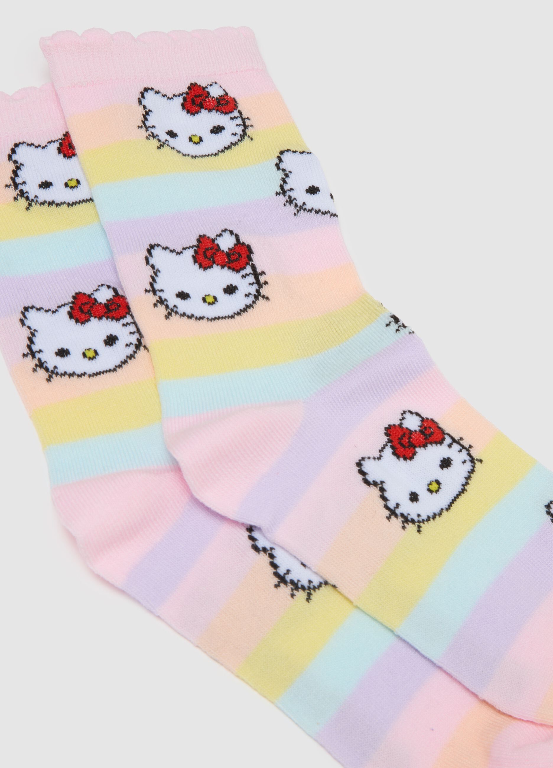 Multicoloured cotton blend girl's regular fit socks pack with prints