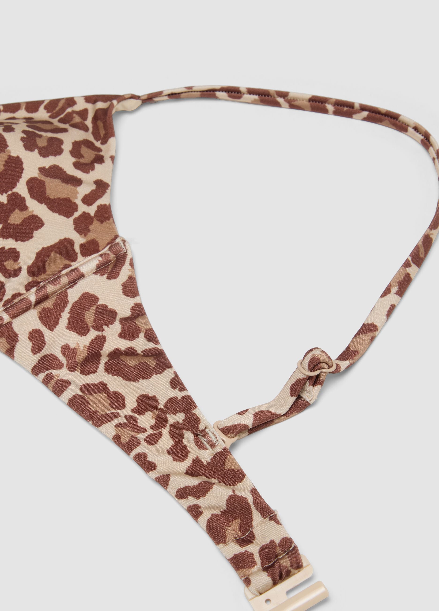Multicolour leopard-print stretch bikini top