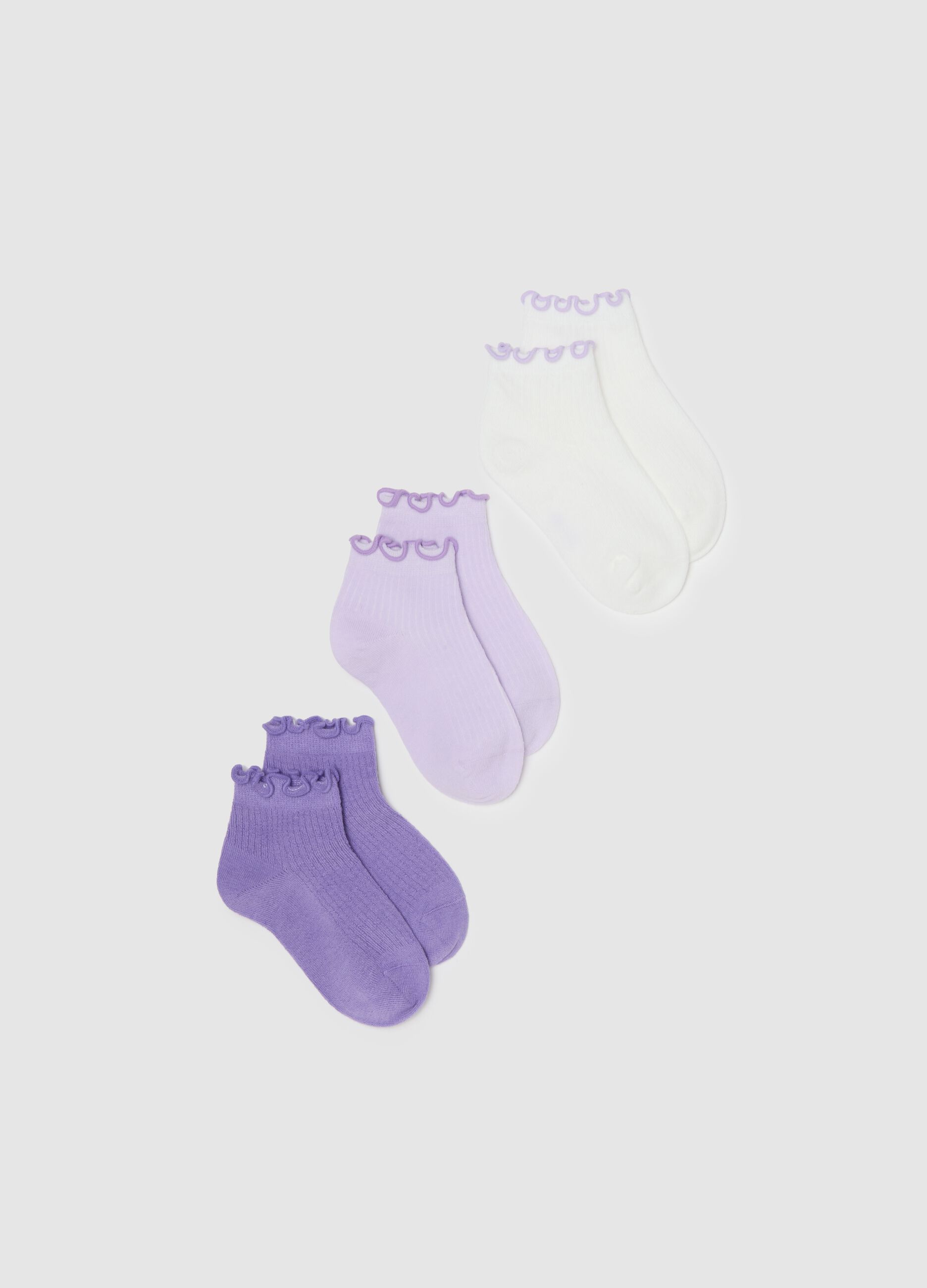 Multicolour short cotton blend socks for girls, regular fit pack of three