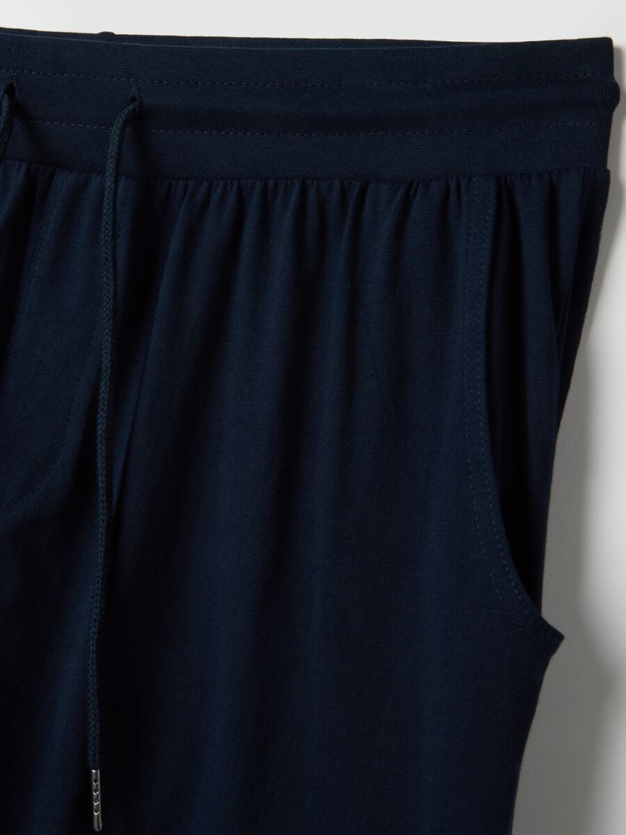 Blue pure cotton regular fit pajama trousers_5