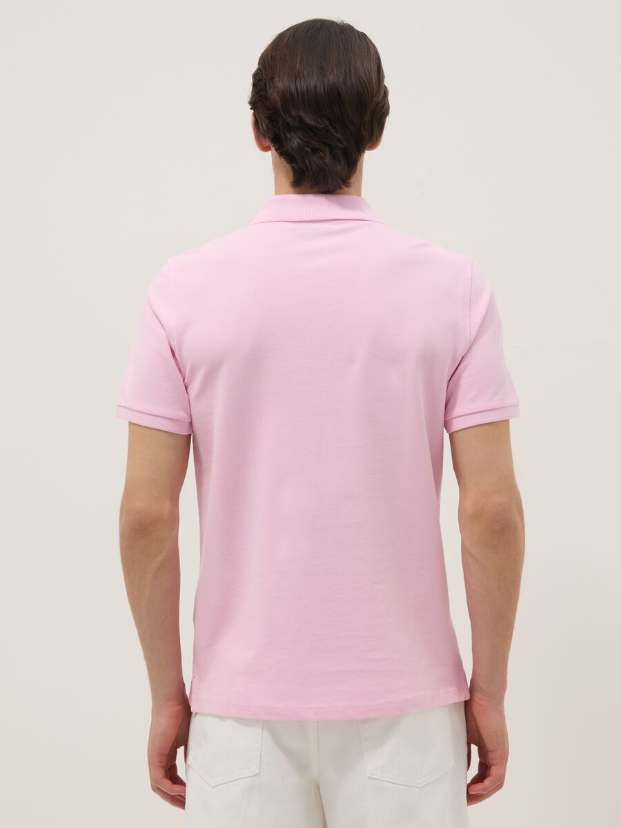 Pink short-sleeve organic cotton polo shirt, regular fit_3