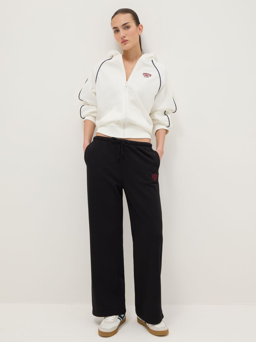 Black cotton blend regular fit joggers_0