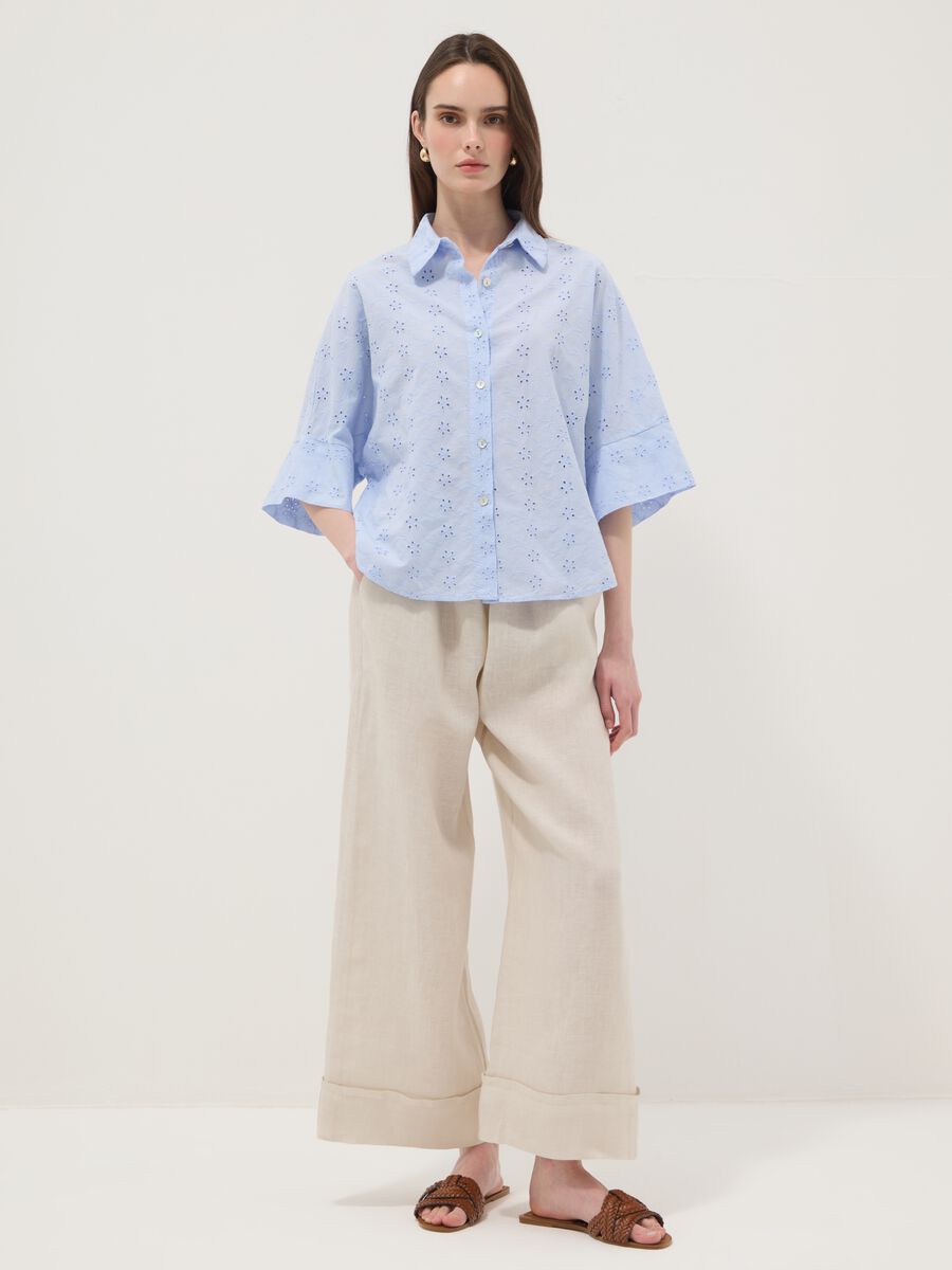 Beige pure linen regular-fit trousers_0