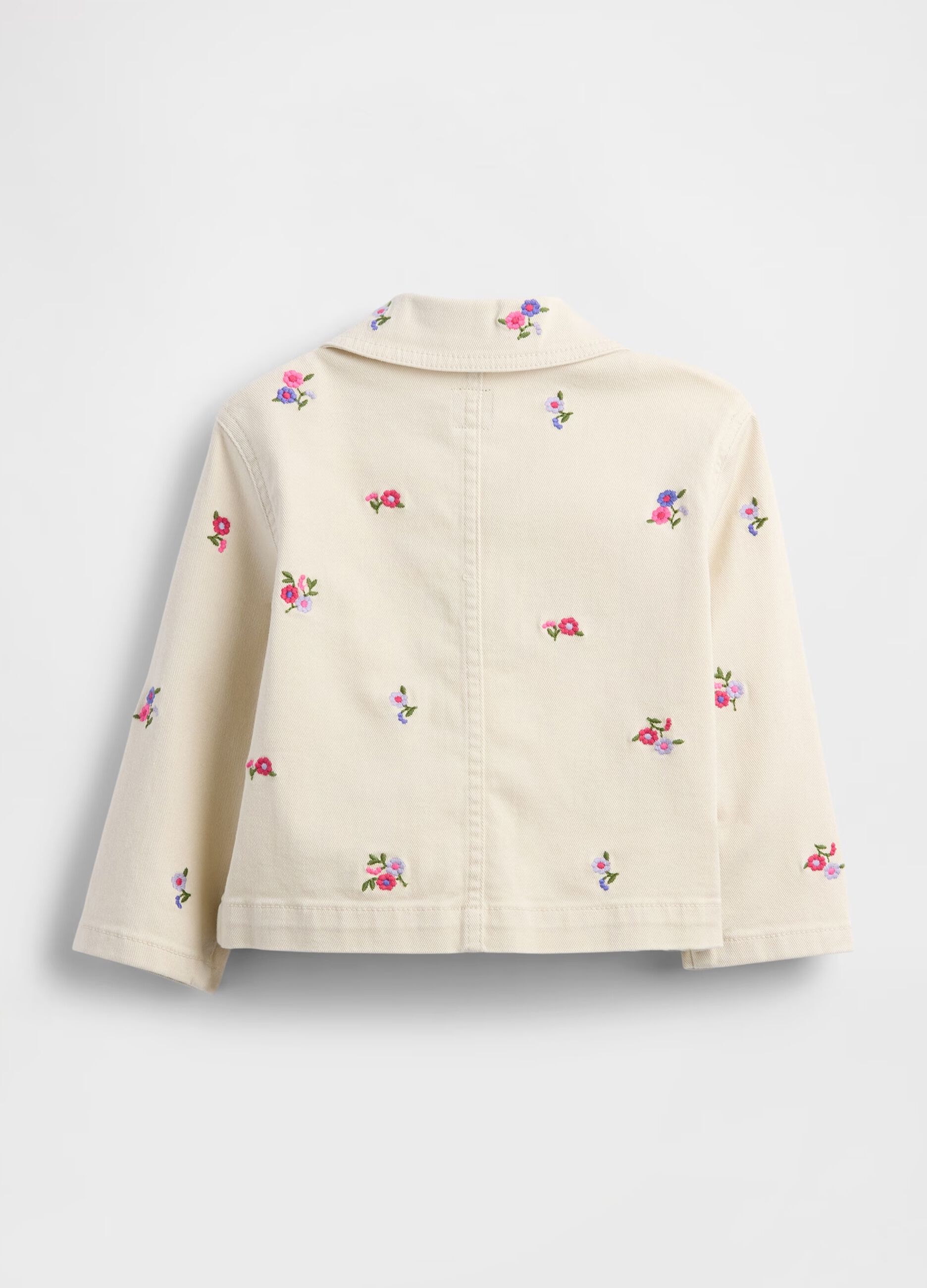 Embroidered Beige Denim Jacket