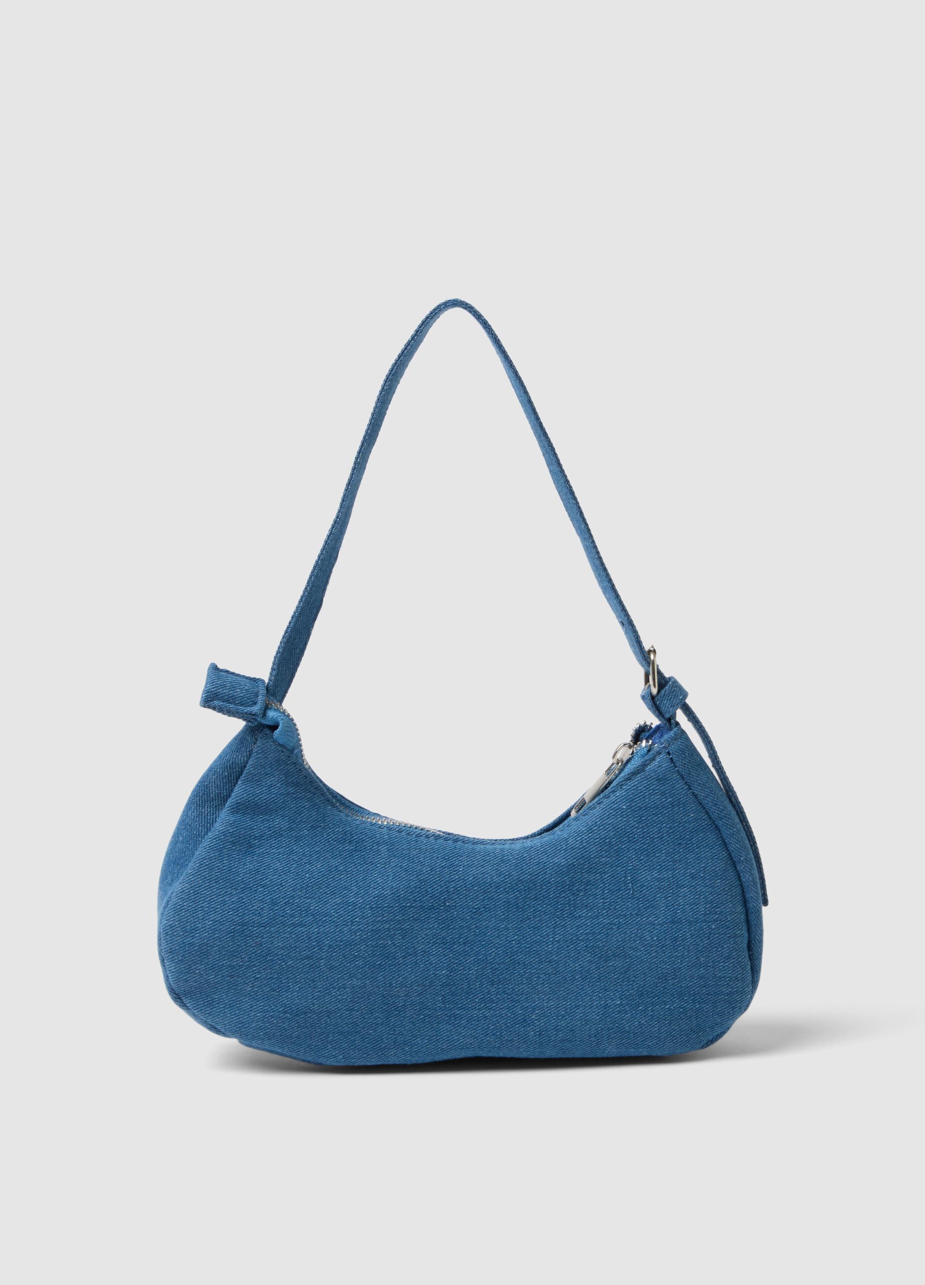 Blue cotton girl's bag with studs