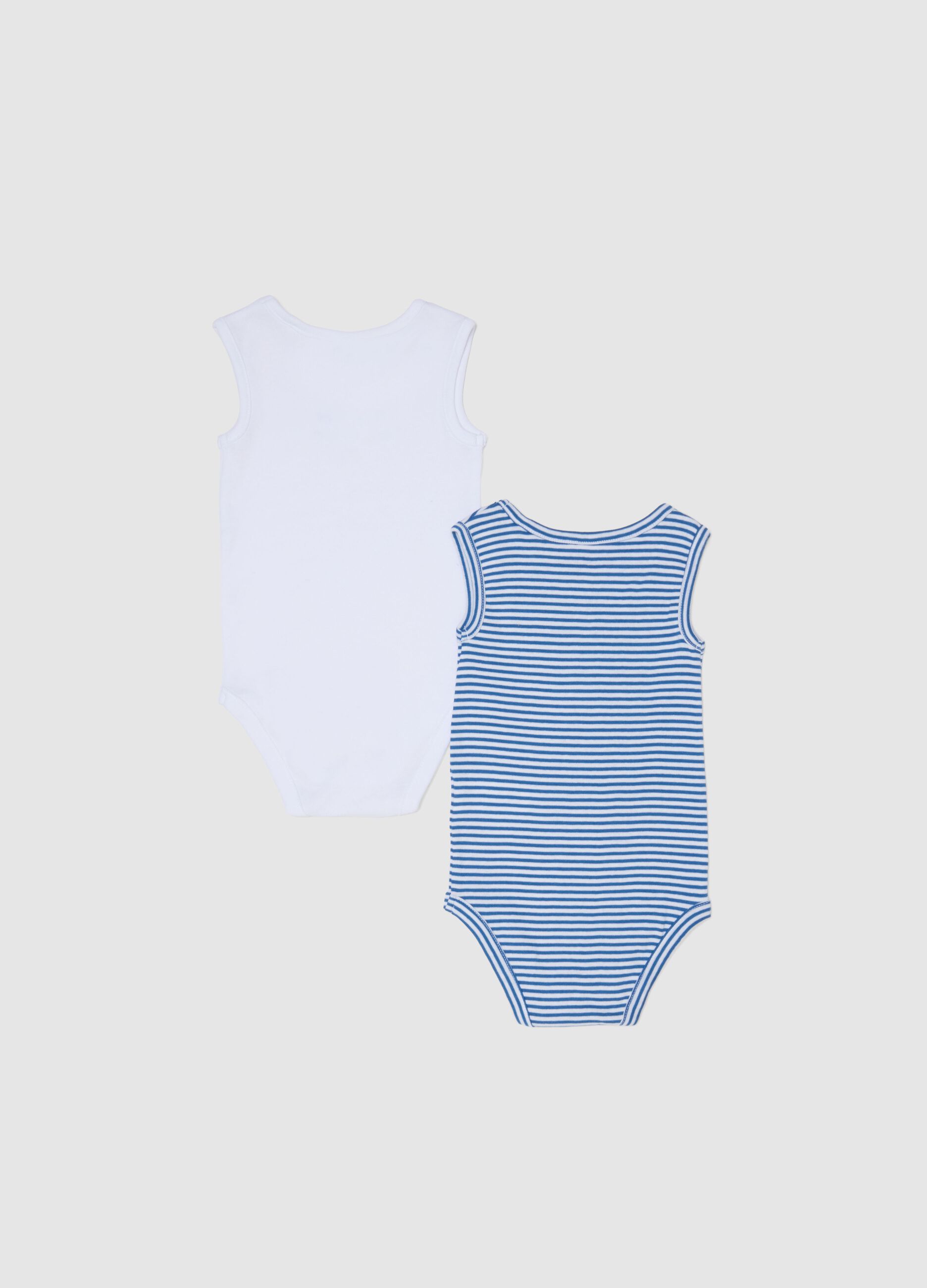 Newborn multicolour sleeveless pure cotton body twin-pack