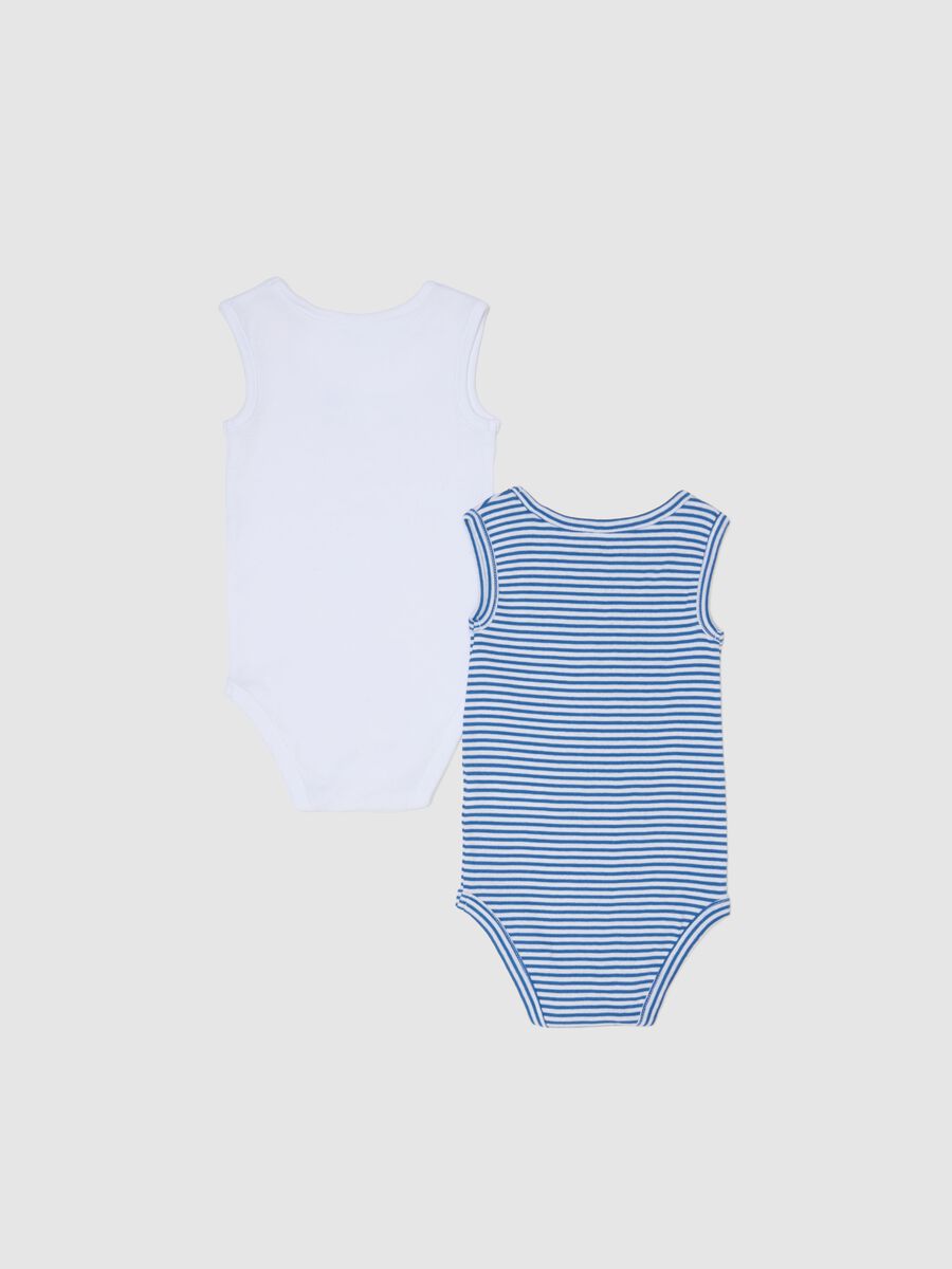 Newborn multicolour sleeveless pure cotton body twin-pack_1