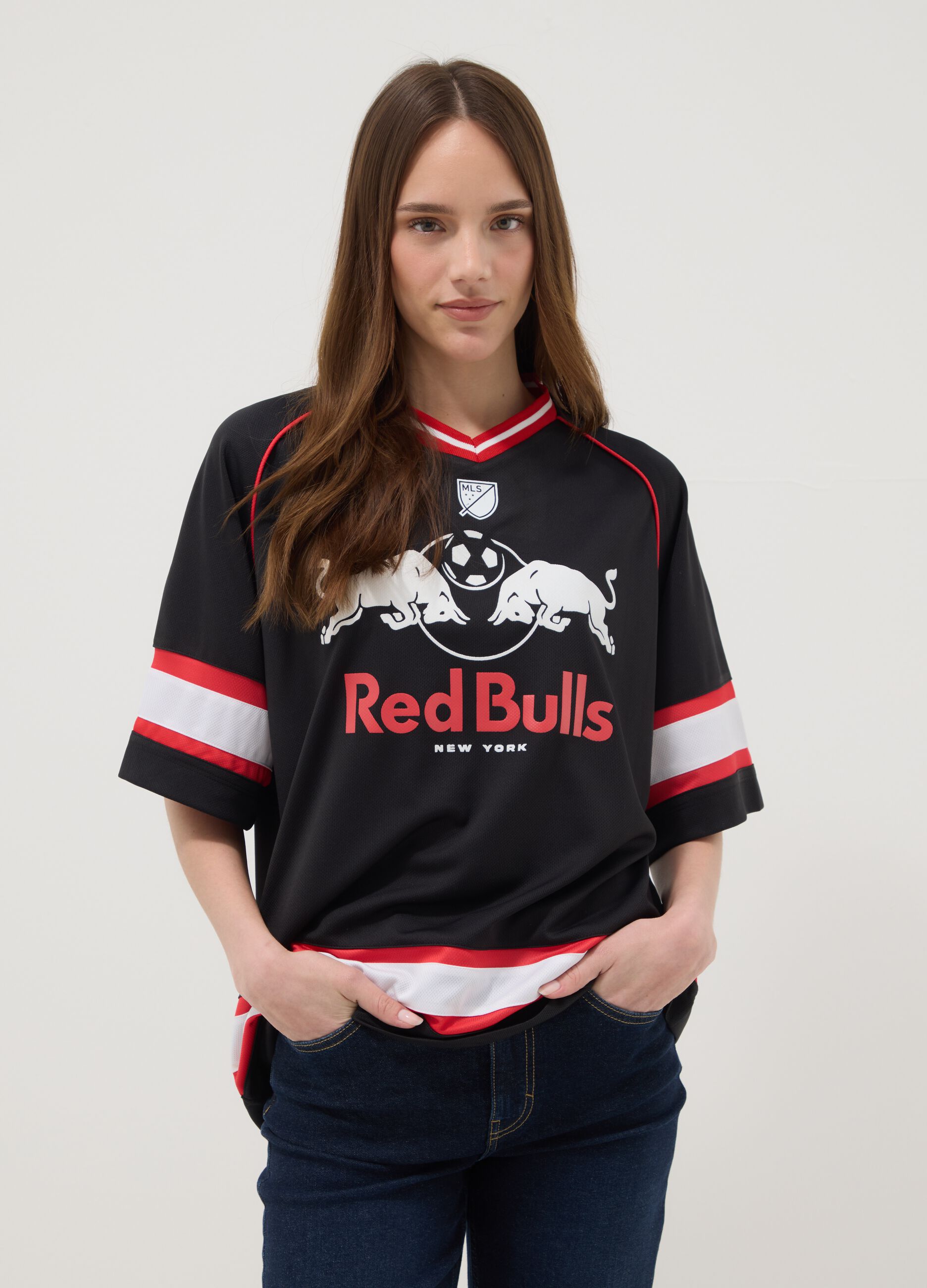Multicolour pure cotton oversized fit Red Bulls T-shirt