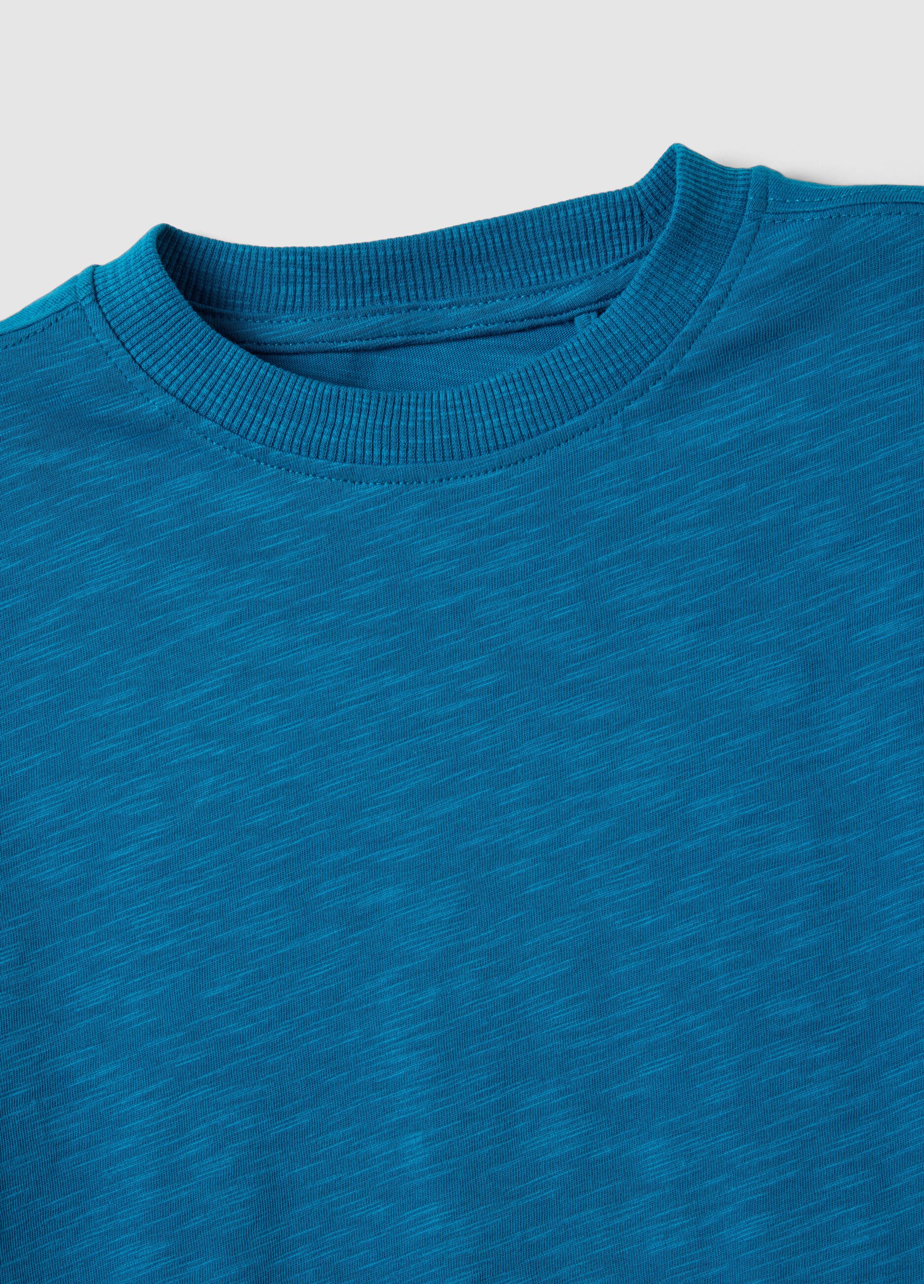 Oversized fit blue crew neck cotton t-shirt for kids