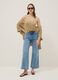 Beige open-knit viscose-blend top, regular fit_1