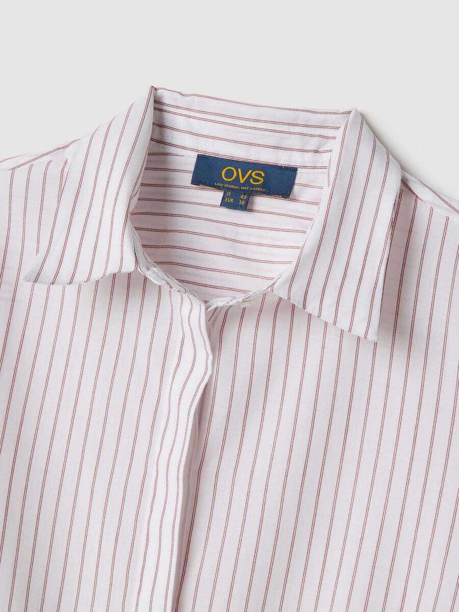Camicia a righe multicolor in misto cotone slim fit con collo classico_5