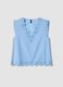 Sleeveless sky-blue pure cotton V-neck top, regular fit_4
